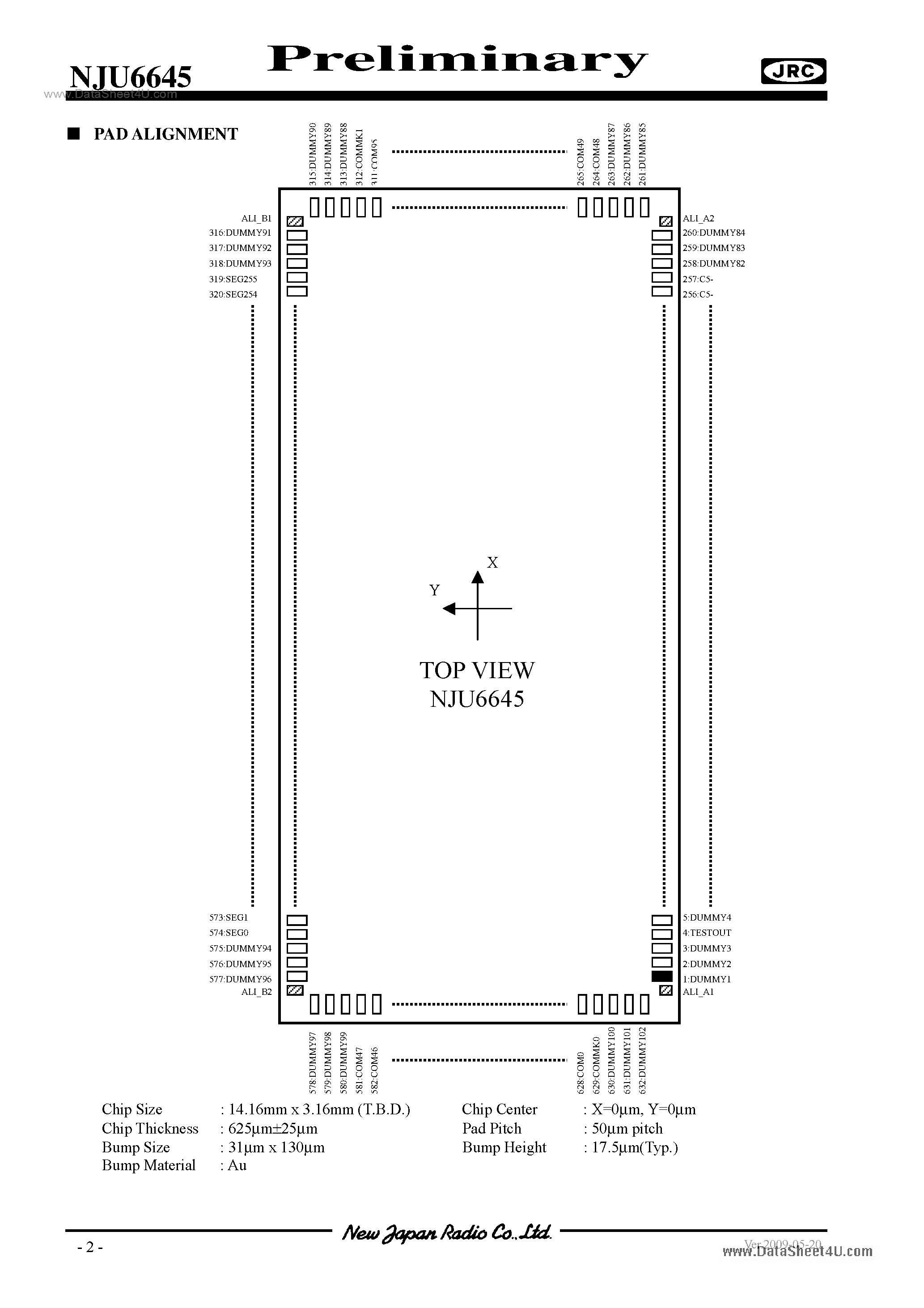Datasheet NJU6645 - 16-Character 6-Line LCD Driver page 2