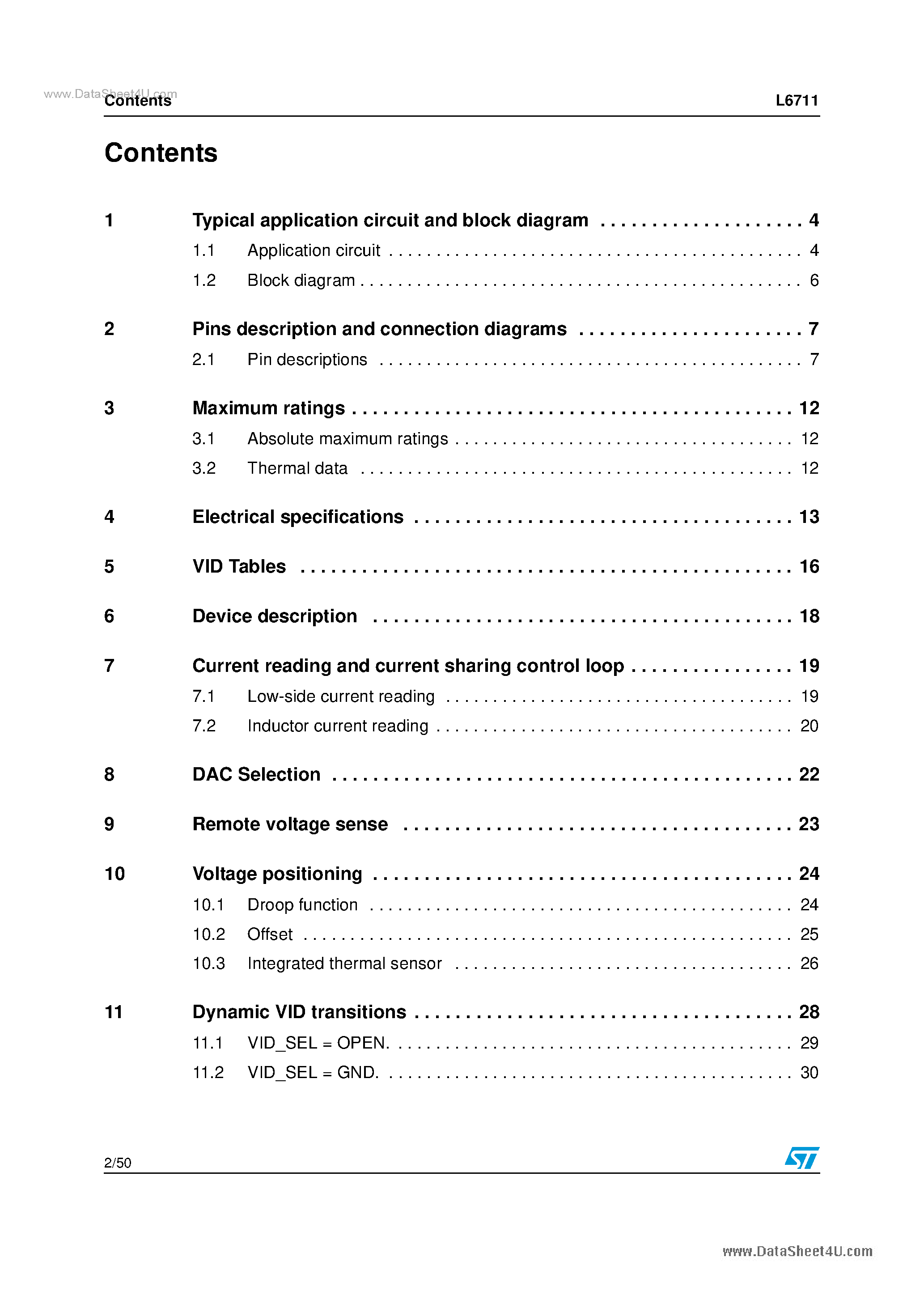 Datasheet L6711 - 3 Phase controller page 2