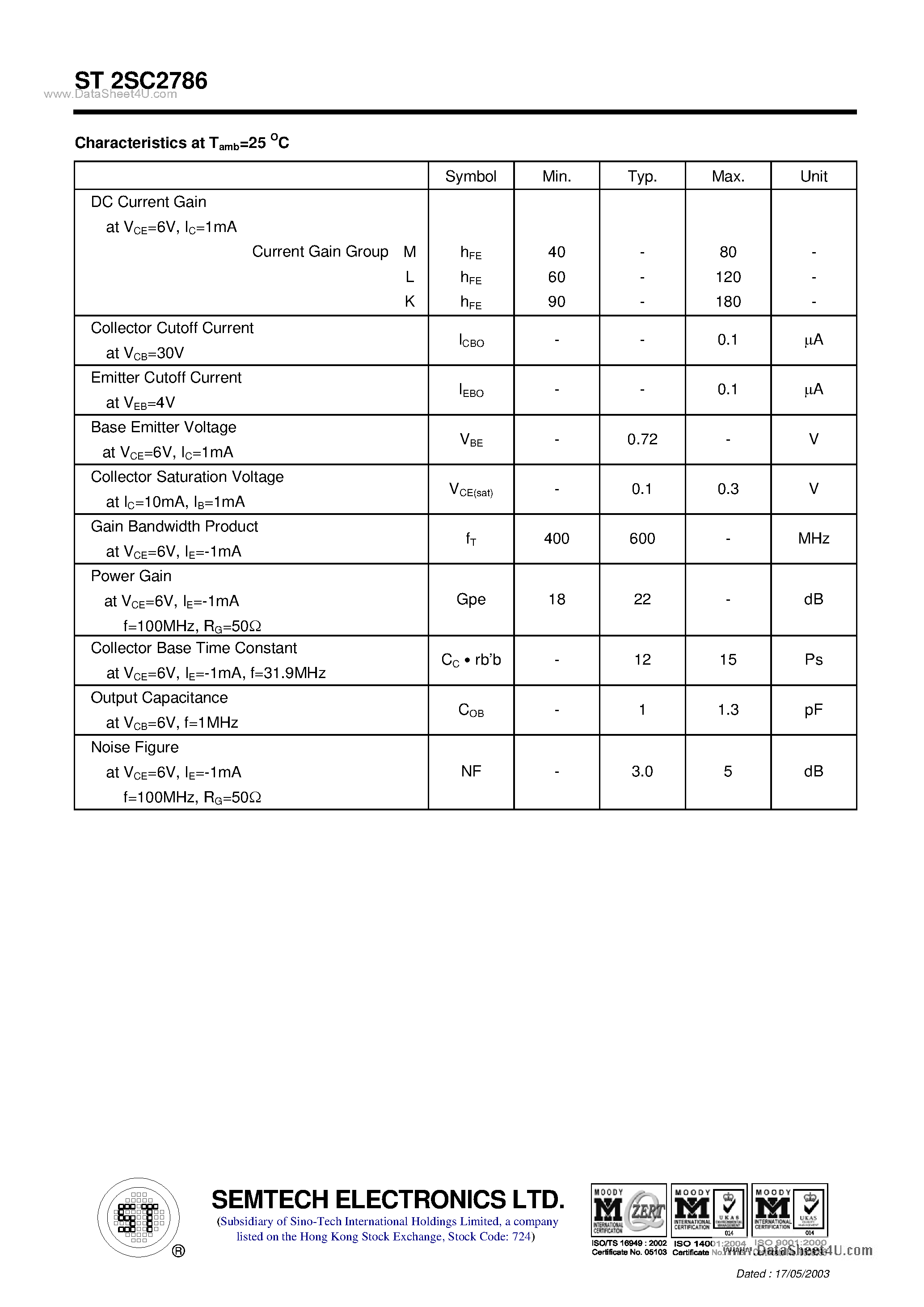 Datasheet ST2SC2786 - NPN Silicon Epitaxial Planar Transistor page 2