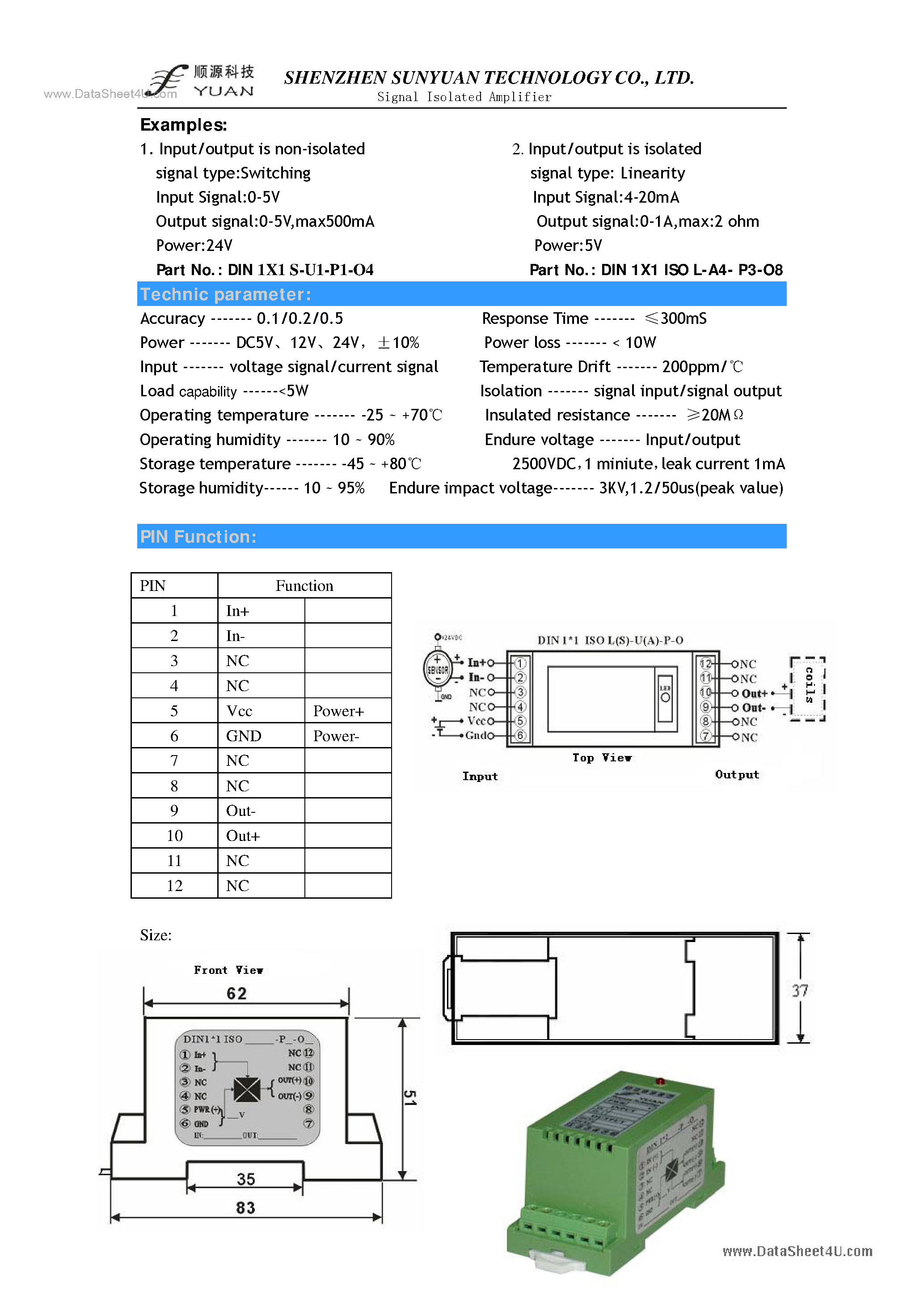 Datasheet ISO-L-Ux-Px-Ox page 2 Datasheet ISO-L-Ux-Px-Ox - High Current Output Isolation Amplifier page 2