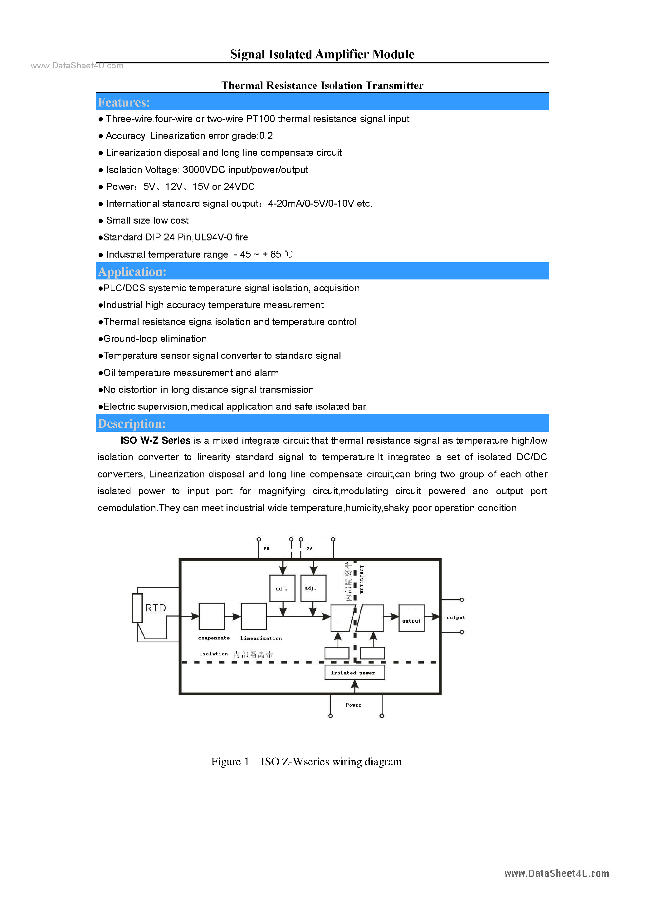 Datasheet ISOZx-Wx-Px-Ox page 1 Datasheet ISOZx-Wx-Px-Ox - Thermal Resistance Isolation Transmitter page 1
