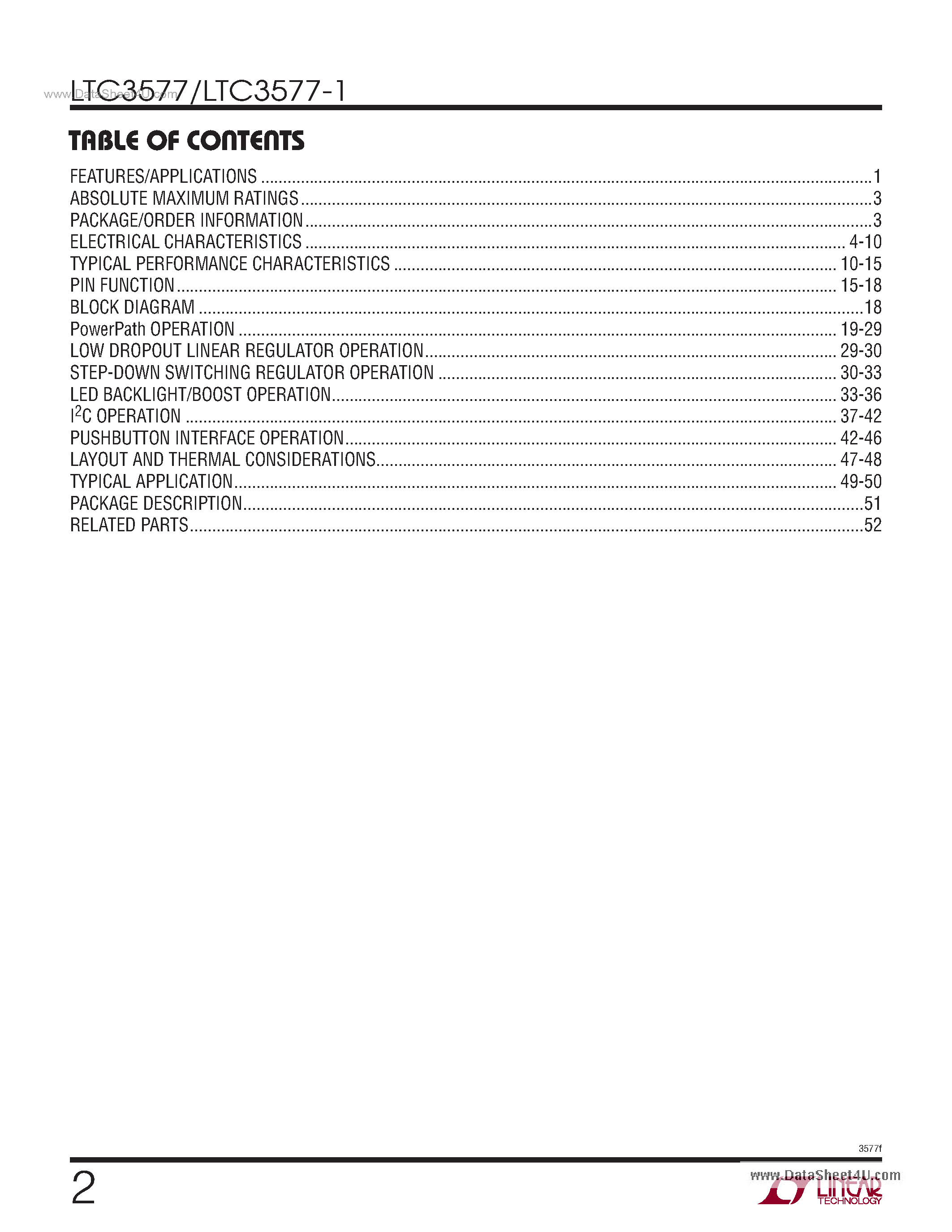 Datasheet LTC3577 - Highly Integrated 6-Channel Portable PMIC page 2