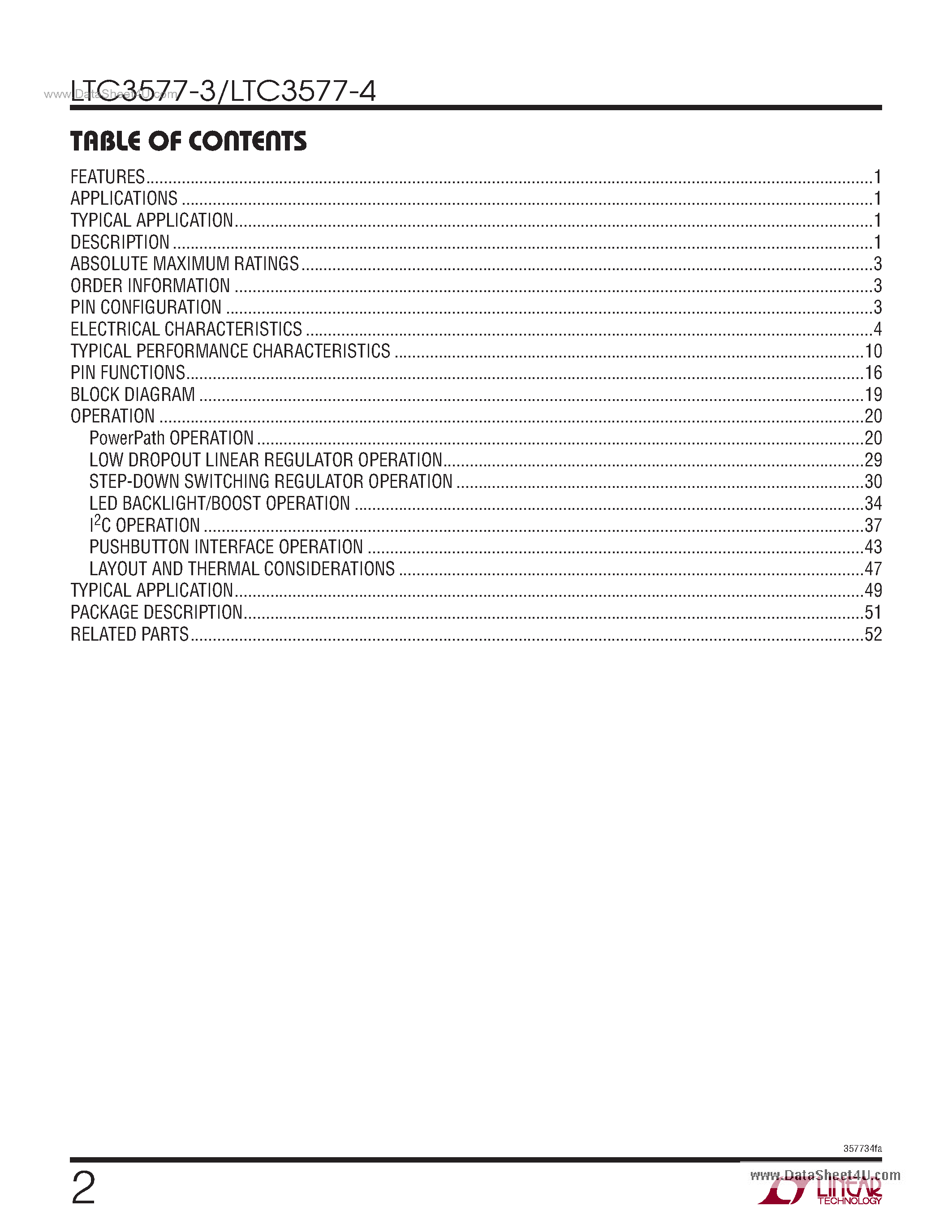 Datasheet LTC3577-3 - Highly Integrated Portable Product PMIC page 2