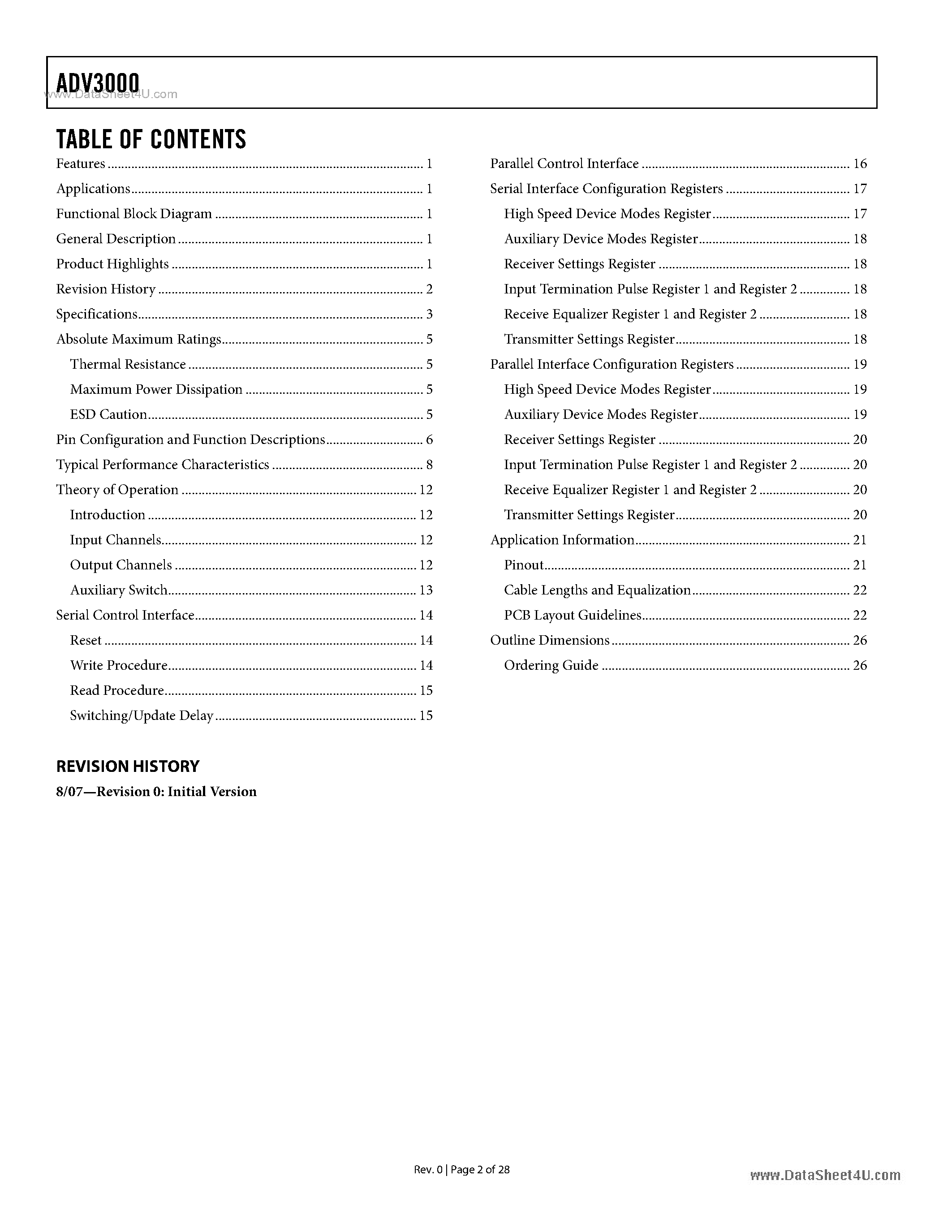 Datasheet ADV3000 page 2 Datasheet ADV3000 - 3:1 HDMI/DVI Switch page 2