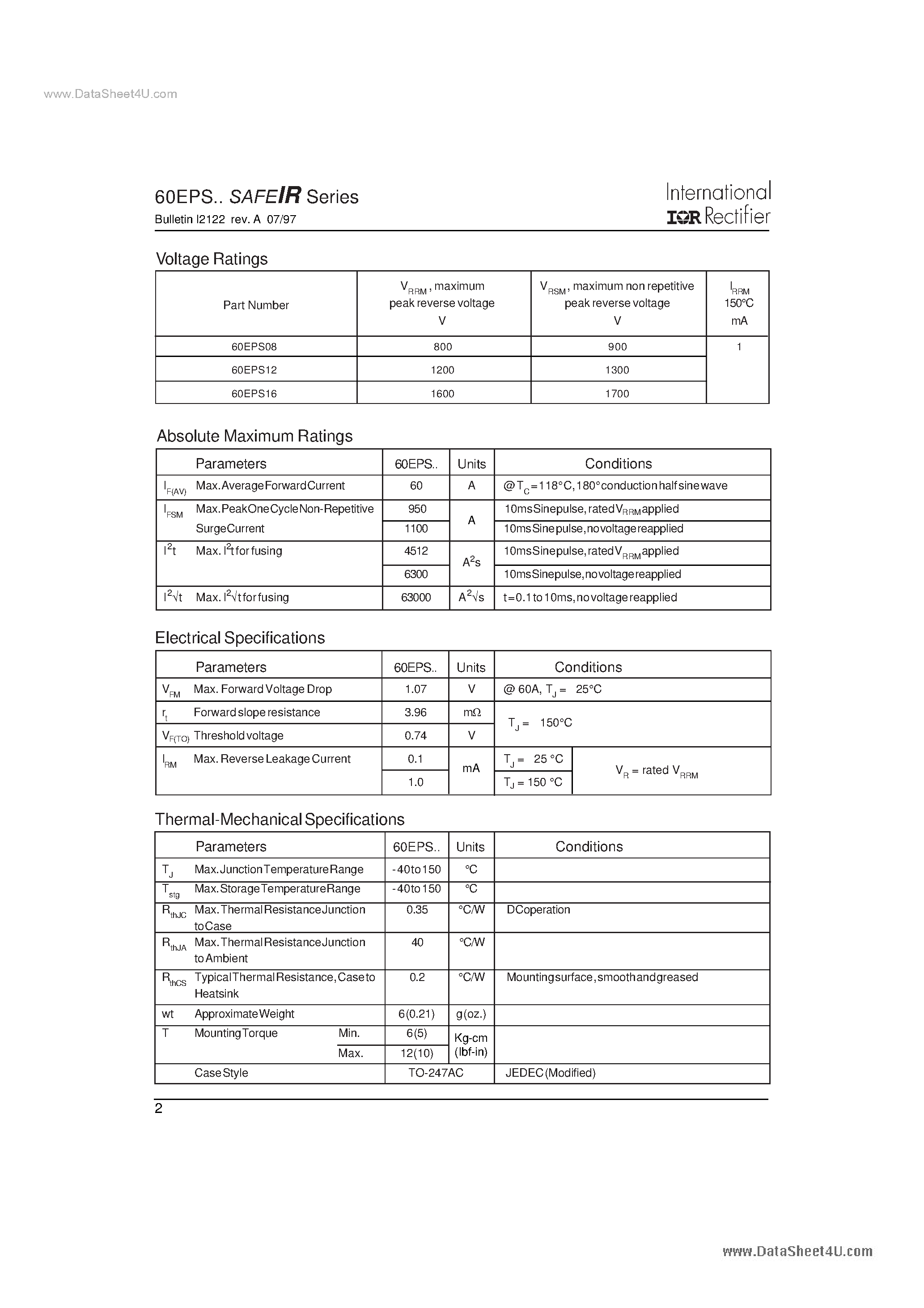 Datasheet 60EPS - INPUT RECTIFIER DIODE page 2