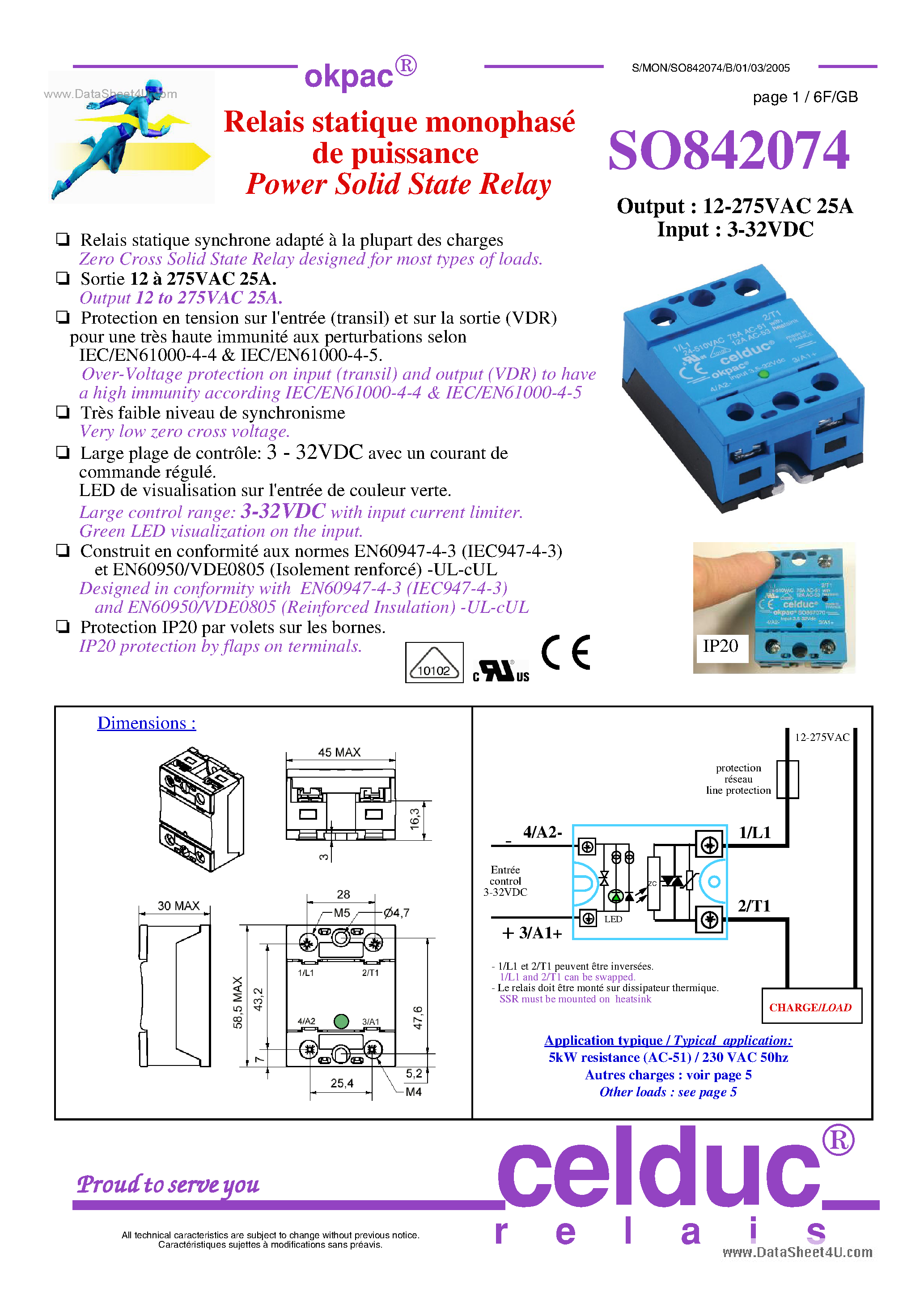 Datasheet SO842074 page 1 Datasheet SO842074 - Power Solid State Relay page 1