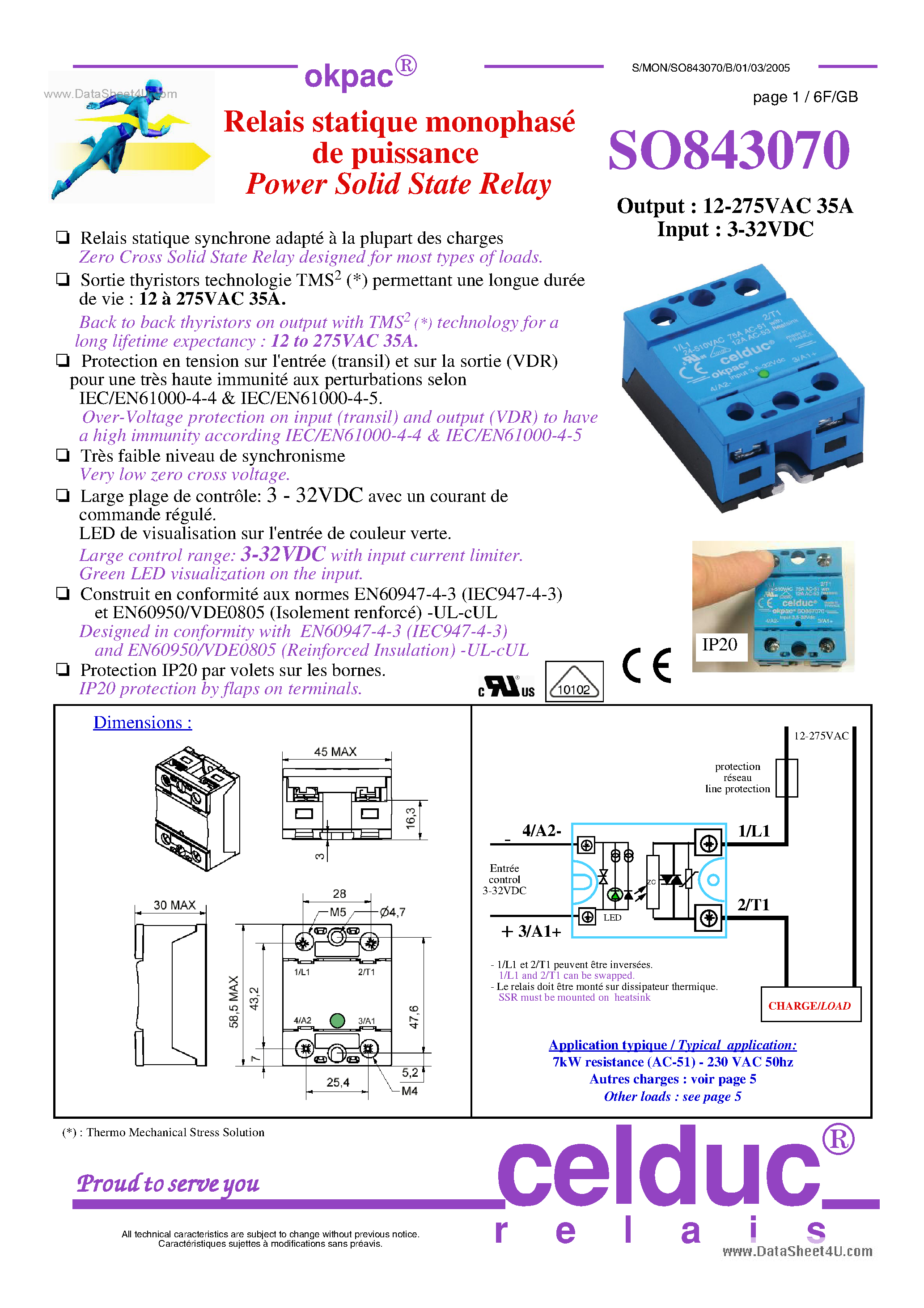 Datasheet SO843070 - Power Solid State Relay page 1