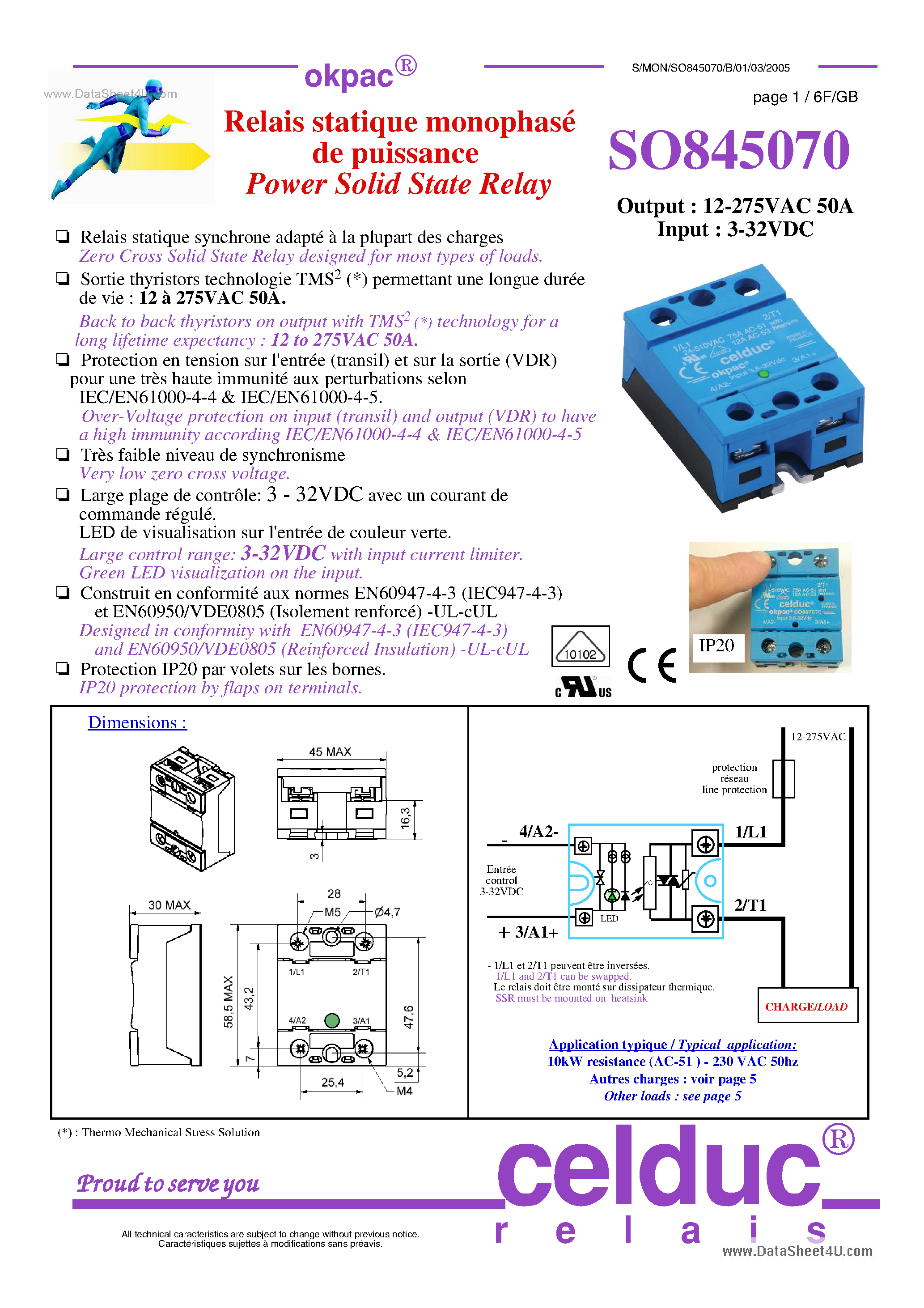 Datasheet SO845070 - Power Solid State Relay page 1