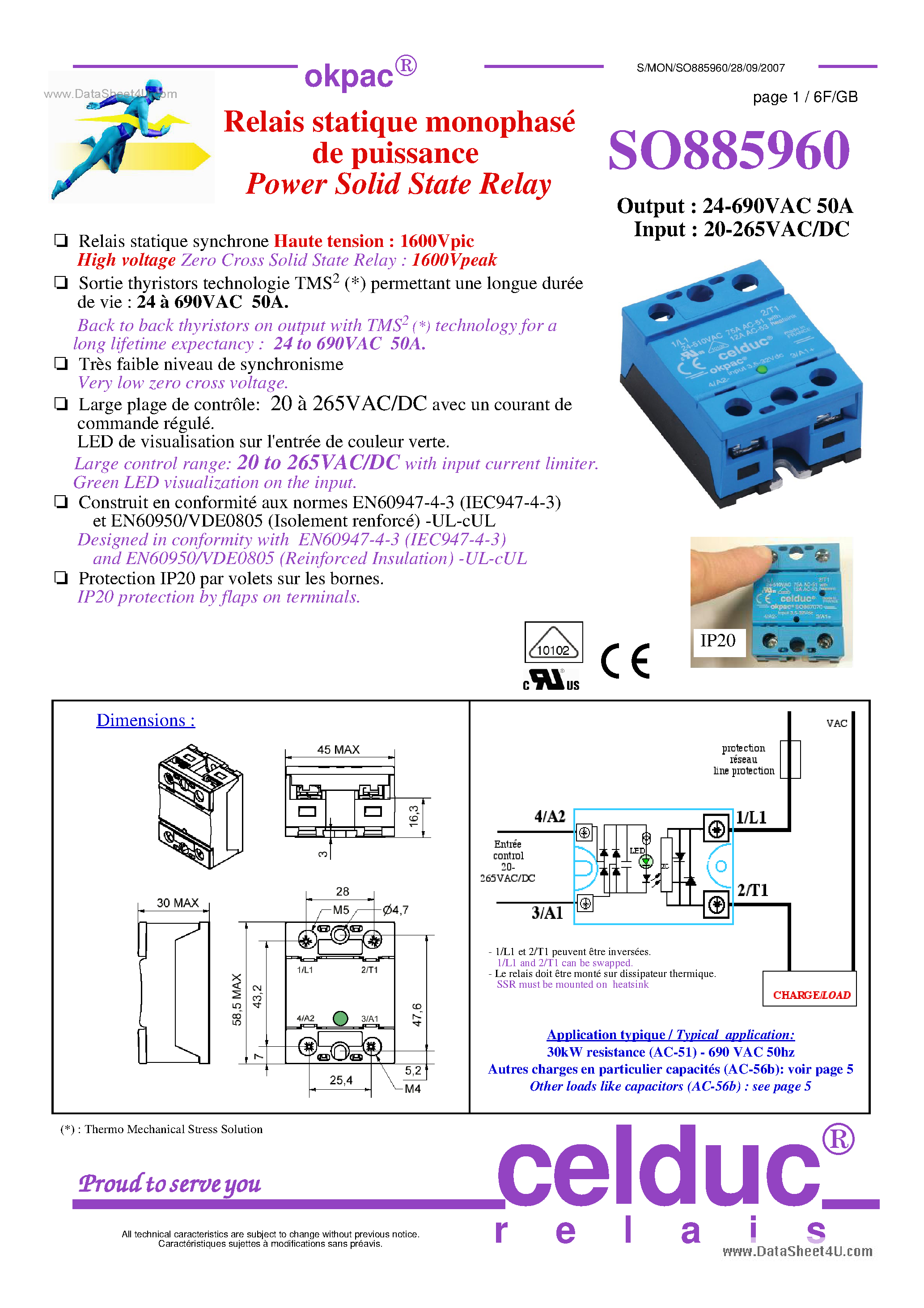 Datasheet SO885960 - Power Solid State Relay page 1