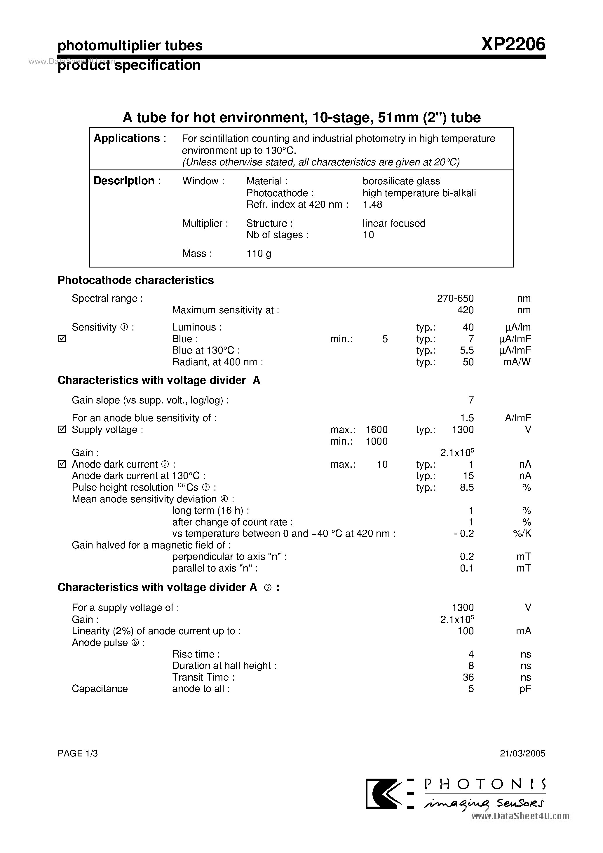 Даташит на микросхему XP2206 страница 1 Даташит XP2206 - A tube страница 1