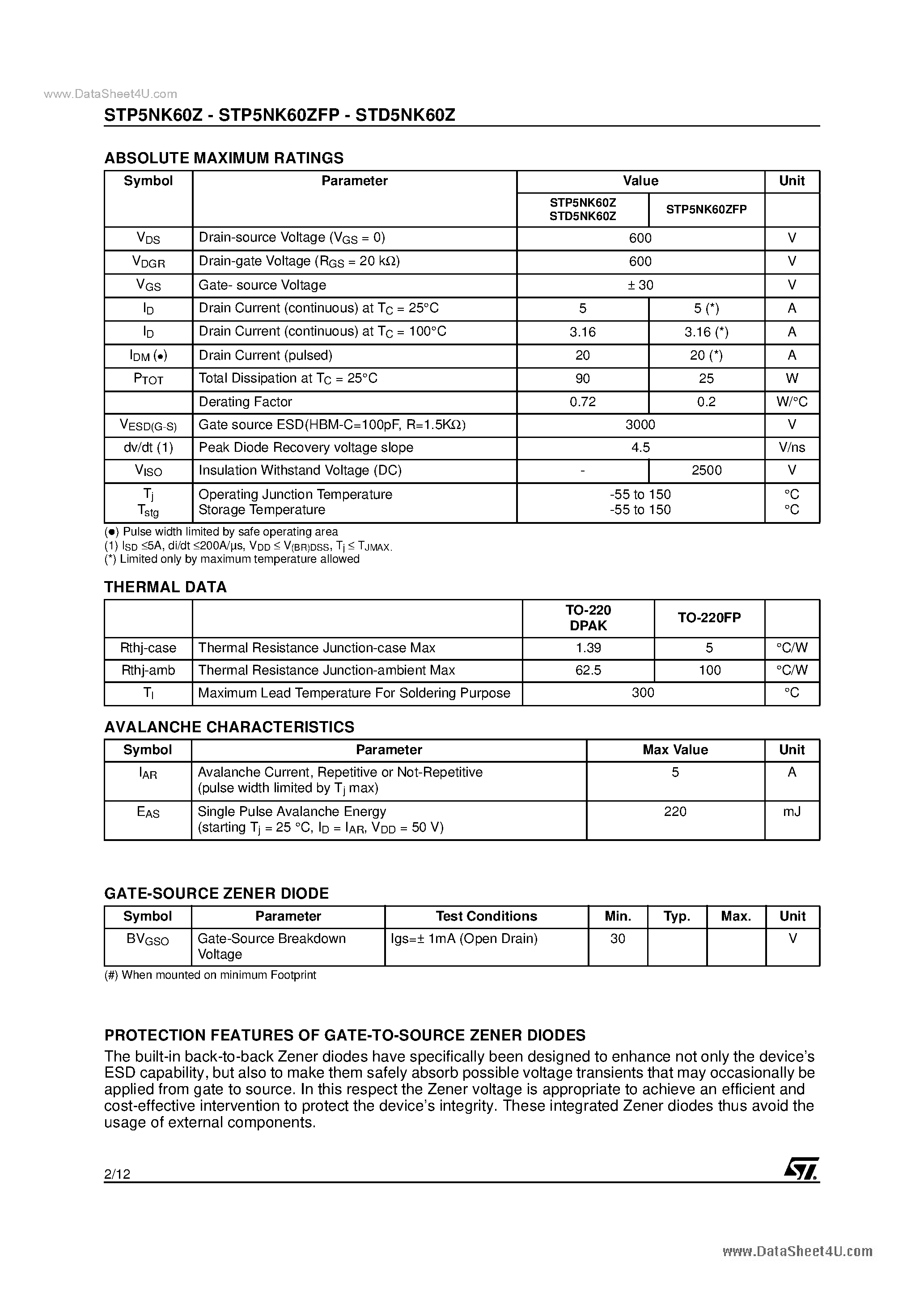 Даташит на микросхему 5NK60Z страница 2 Даташит 5NK60Z - Search -----> ST5NK60Z страница 2