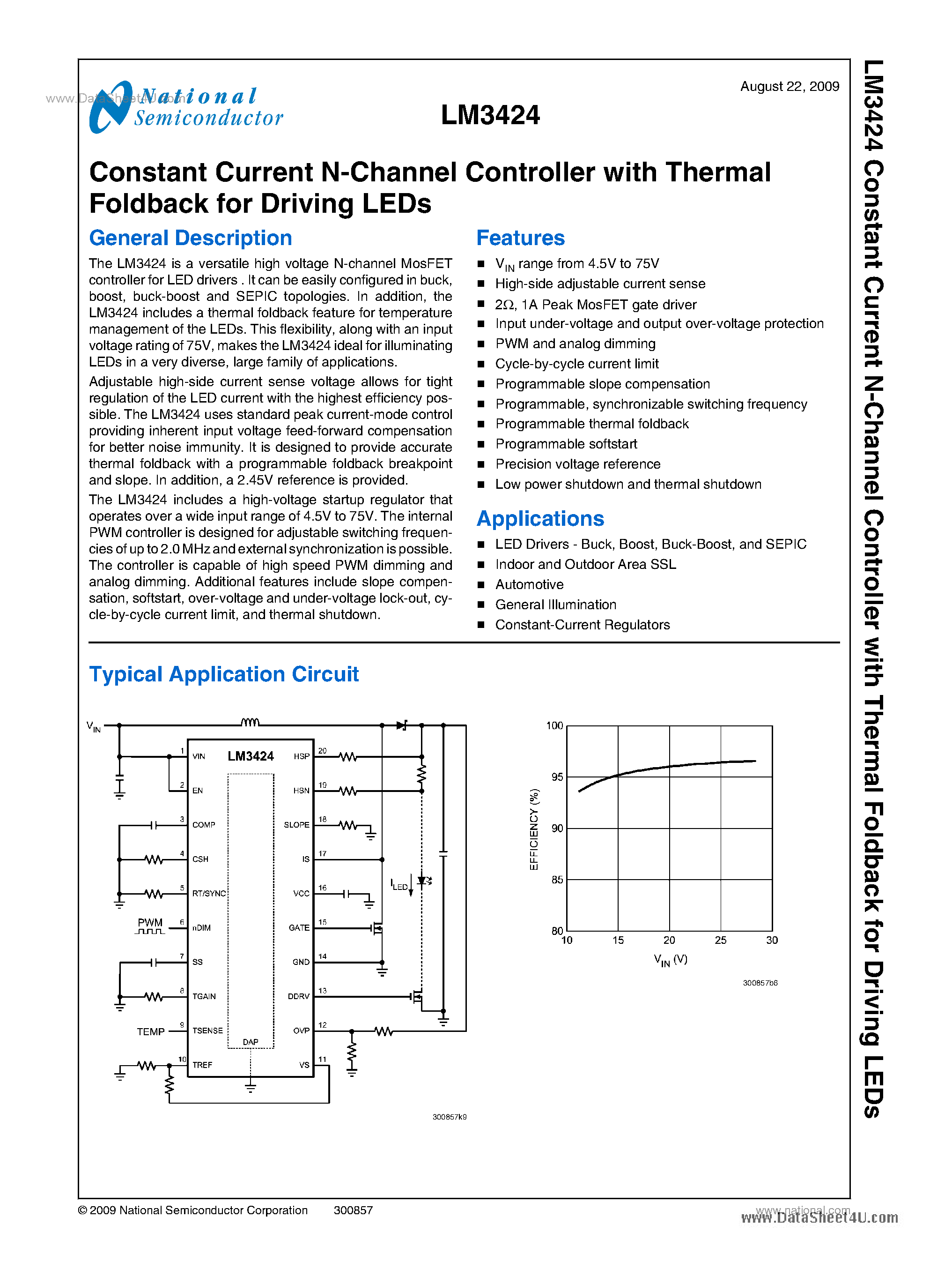 Datasheet LM3424 - Constant Current N-Channel Controller page 1