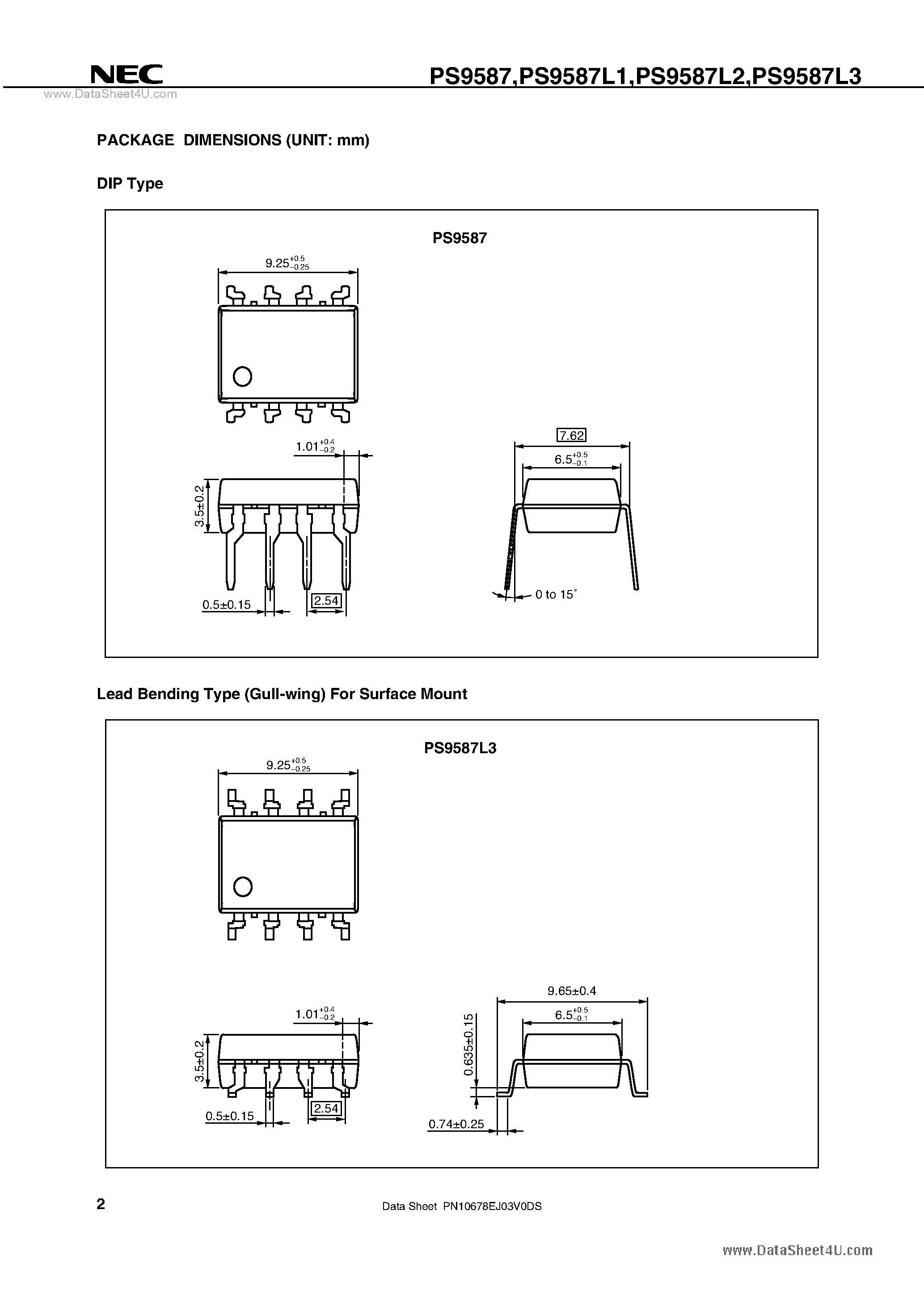Даташит PS9587 - 10 Mbps OPEN COLLECTOR OUTPUT TYPE 8-PIN DIP HIGH-SPEED PHOTOCOUPLER страница 2