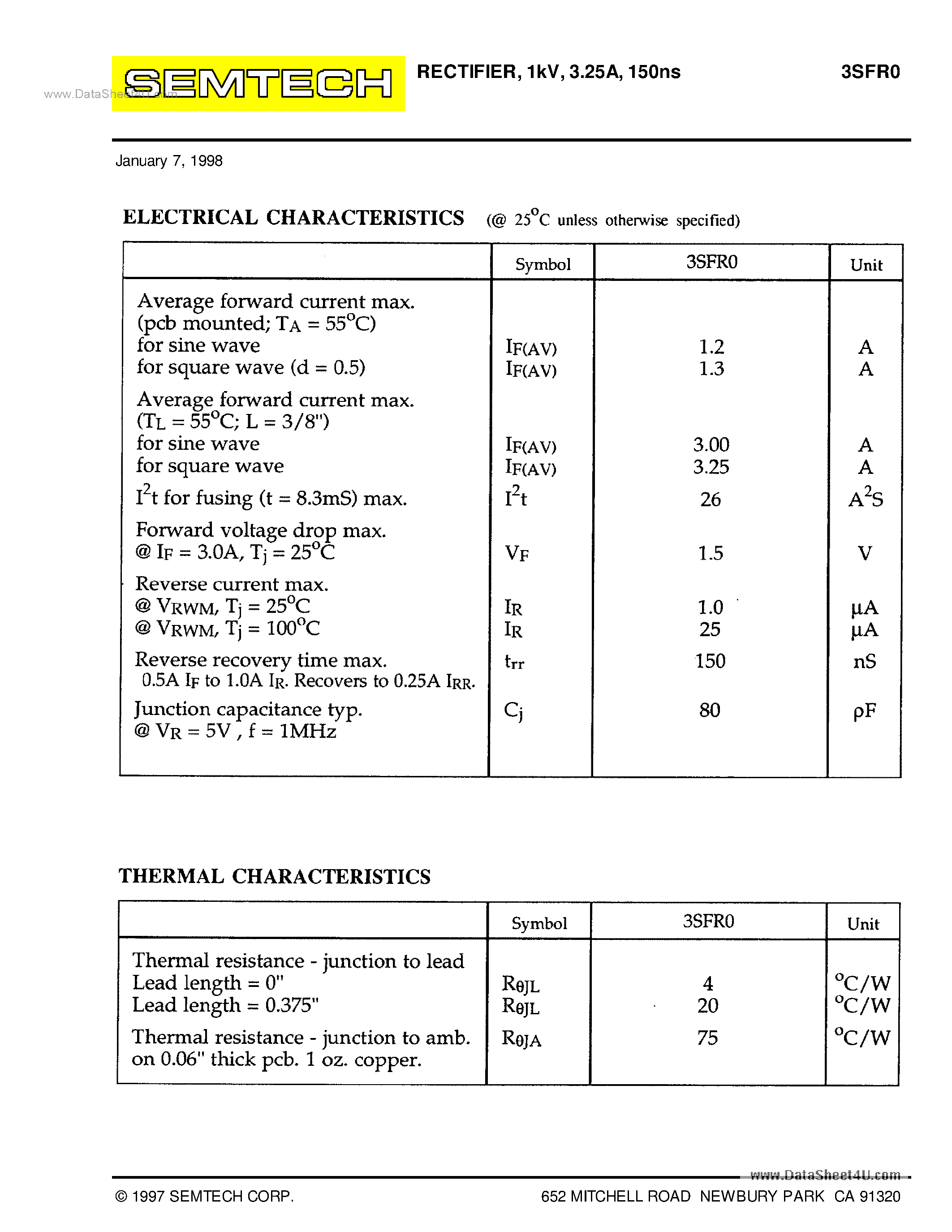 Datasheet 3SFR0 - RECTIFIER page 2