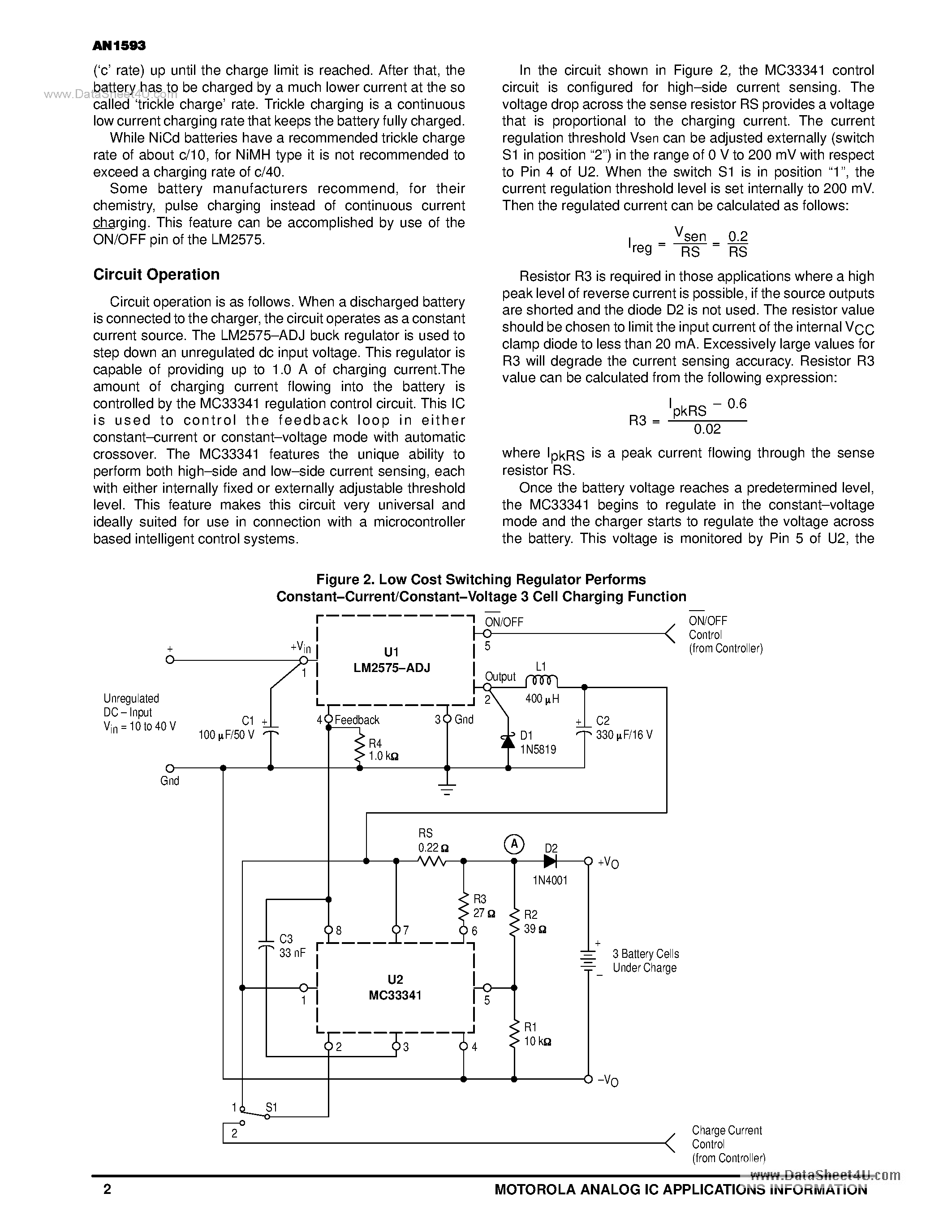Datasheet AN1593 - LOW COST 1.0 A CURRENT SOURCE page 2