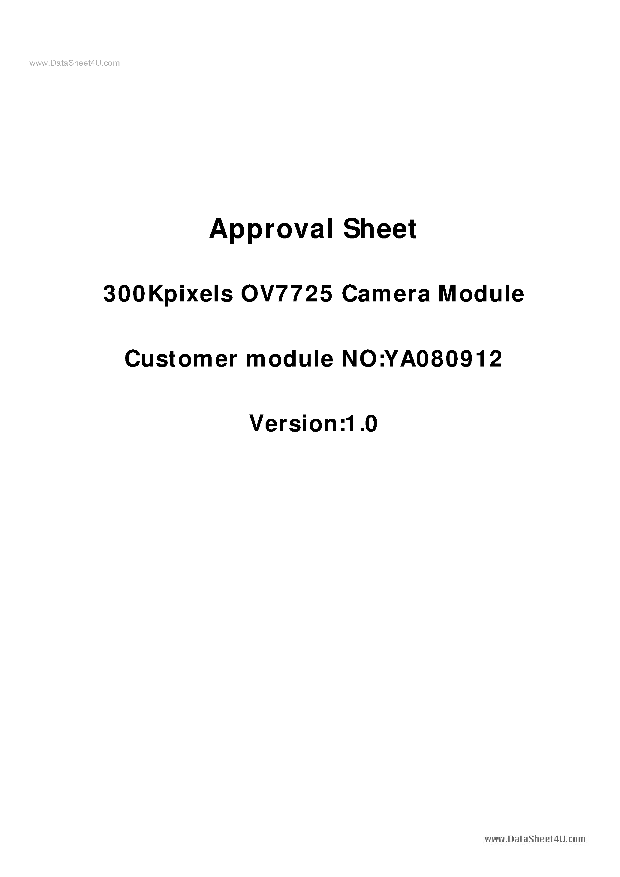 Даташит OV7725 - Camera Module страница 1