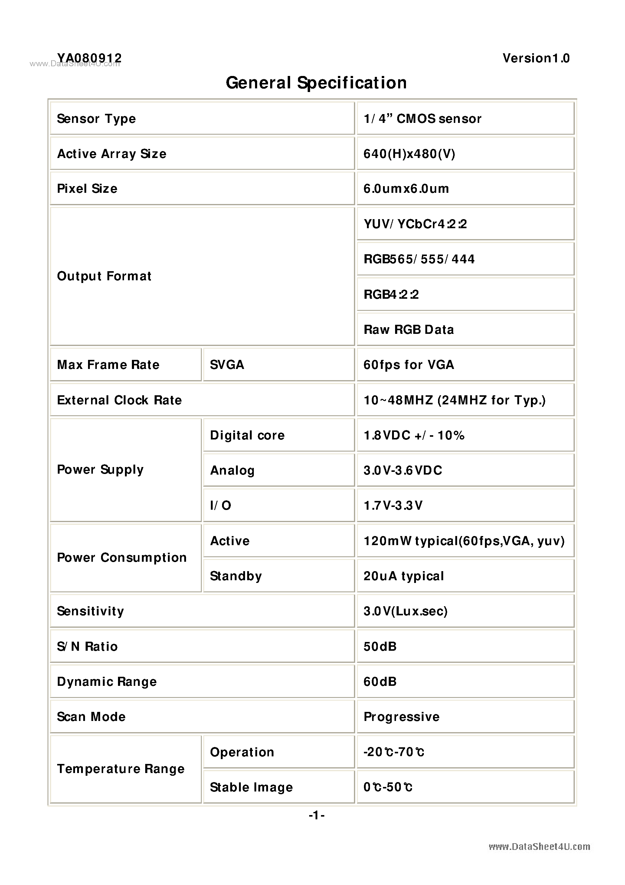 Даташит OV7725 - Camera Module страница 2