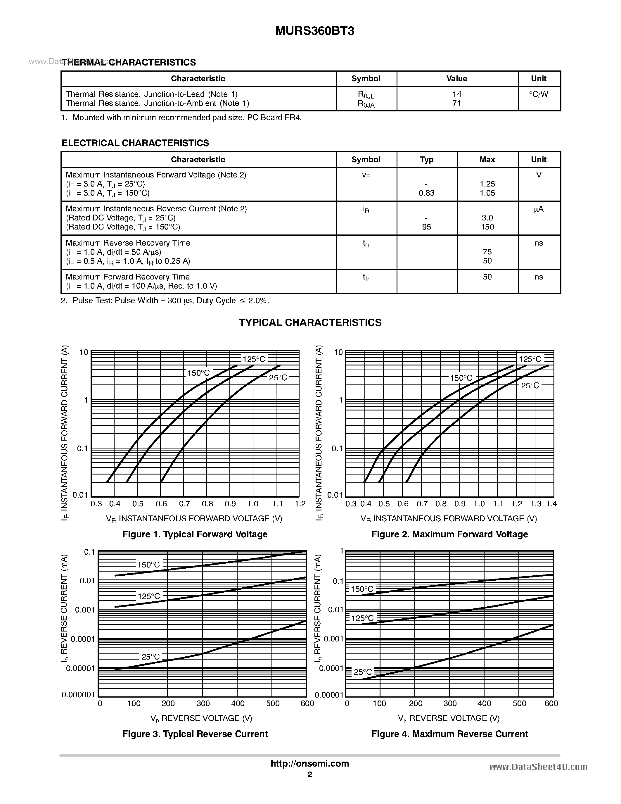 Datasheet MURS360BT3 - Surface Mount Ultrafast Power Rectifiers page 2