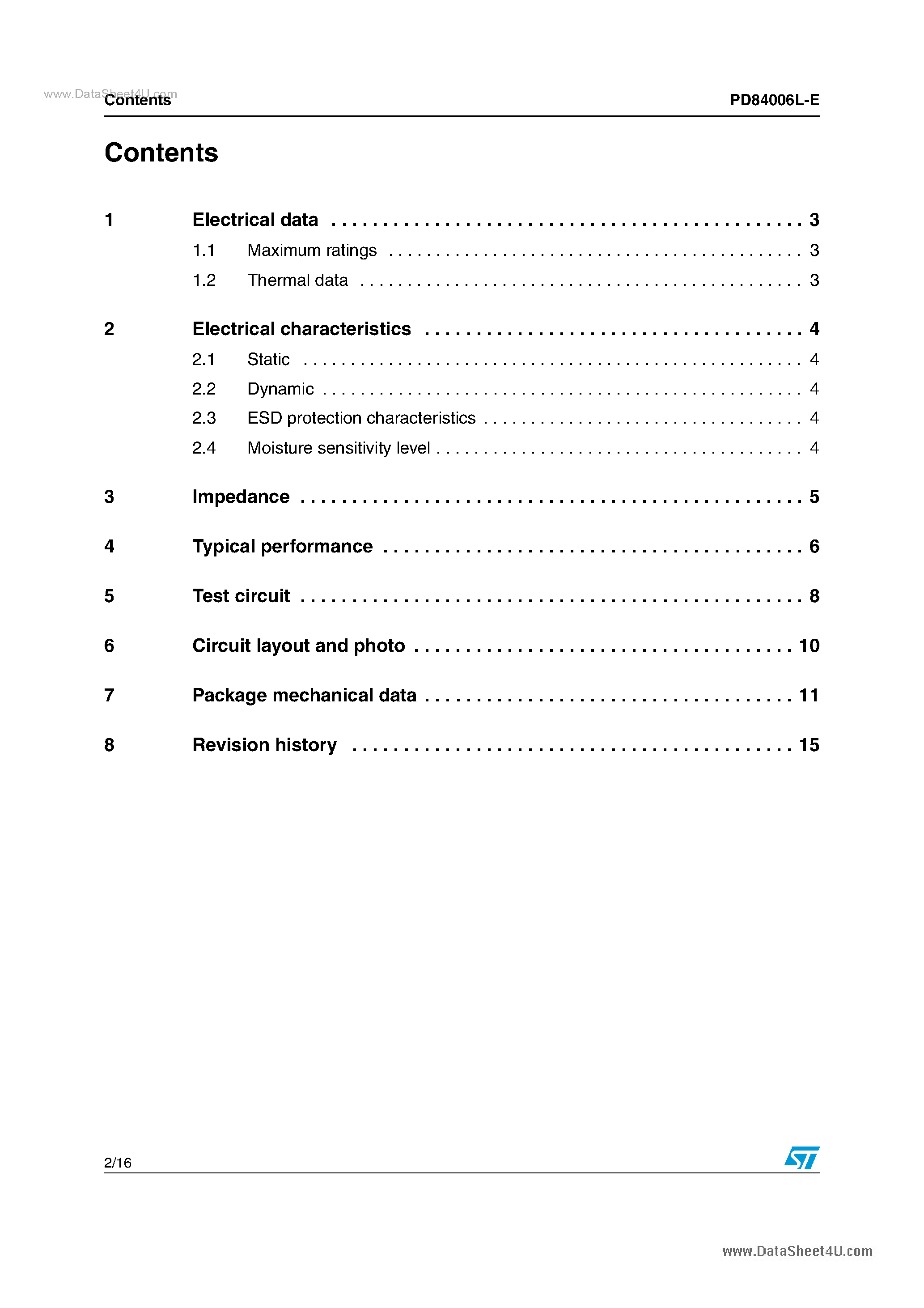 Даташит PD84006L-E - RF power transistor страница 2