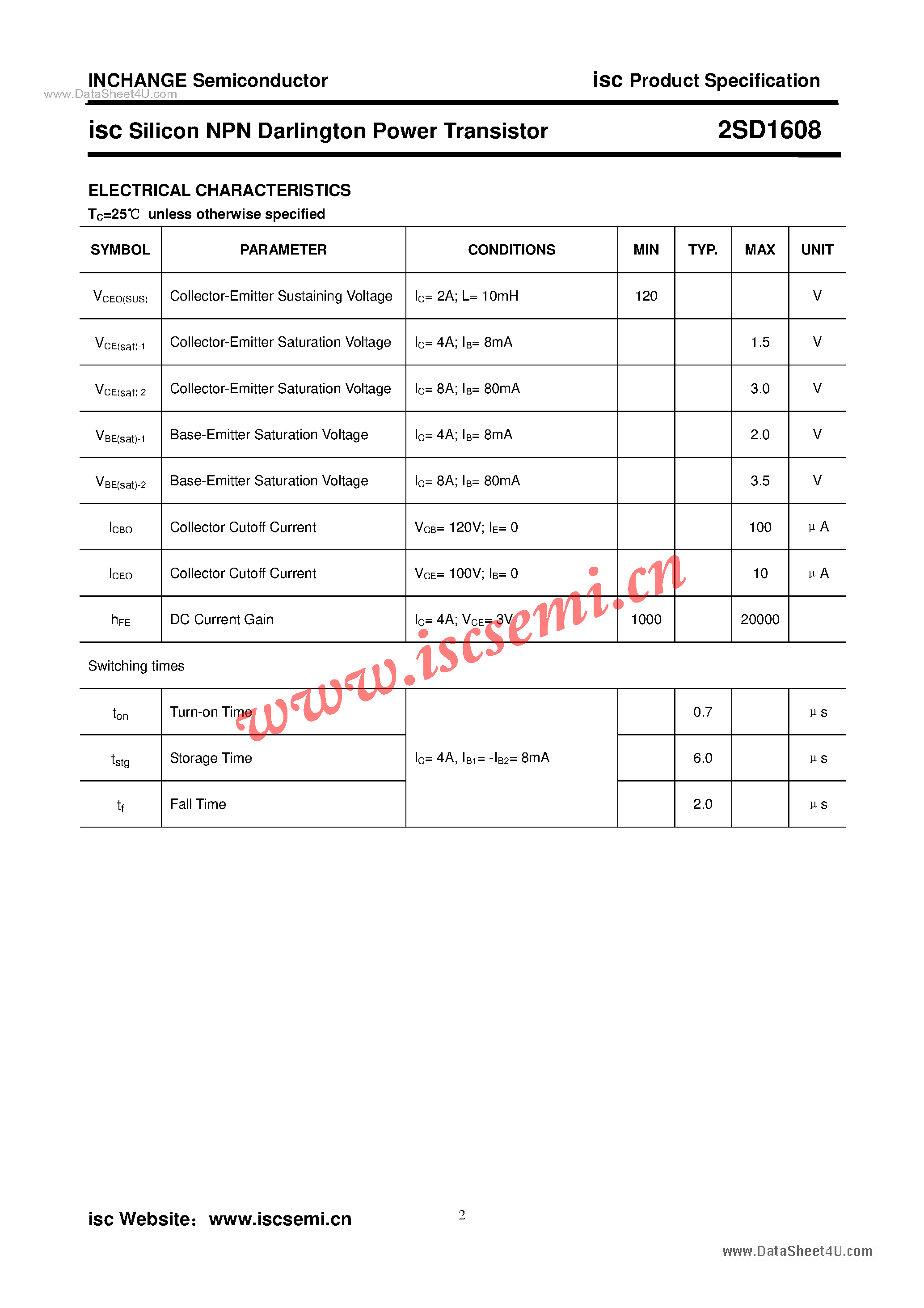 Datasheet 2SD1608 - Power Transistor page 2