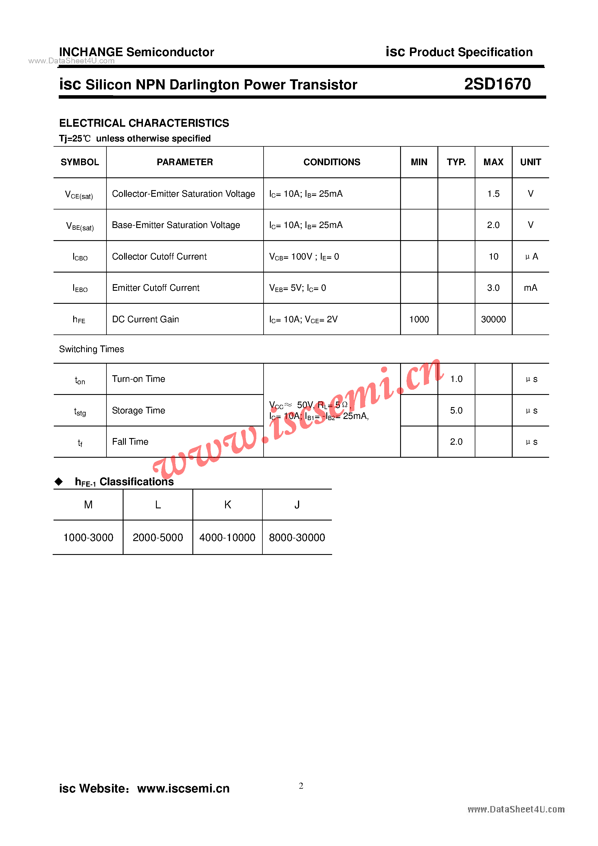 Datasheet 2SD1670 - Power Transistor page 2