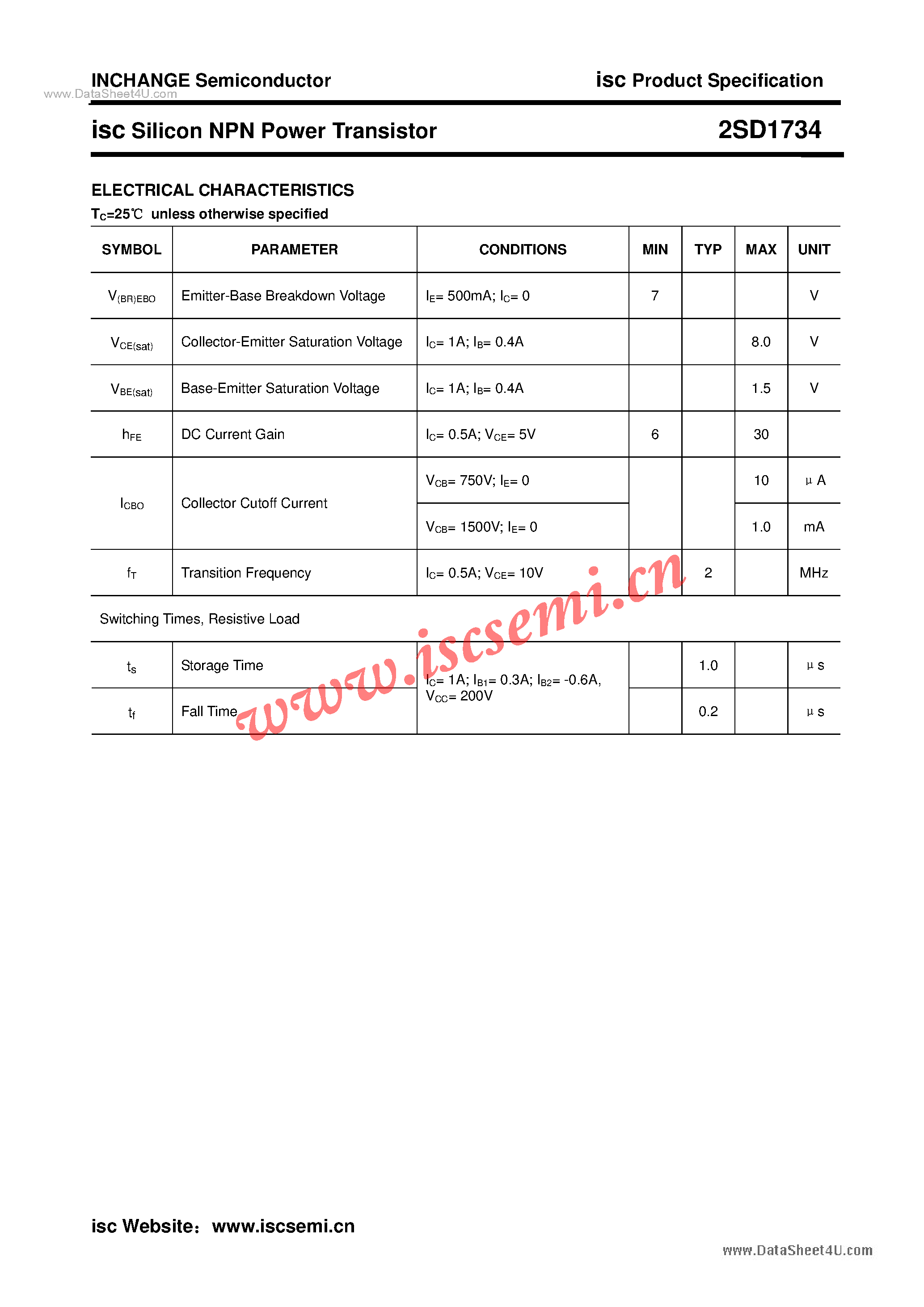 Datasheet 2SD1734 - Power Transistor page 2
