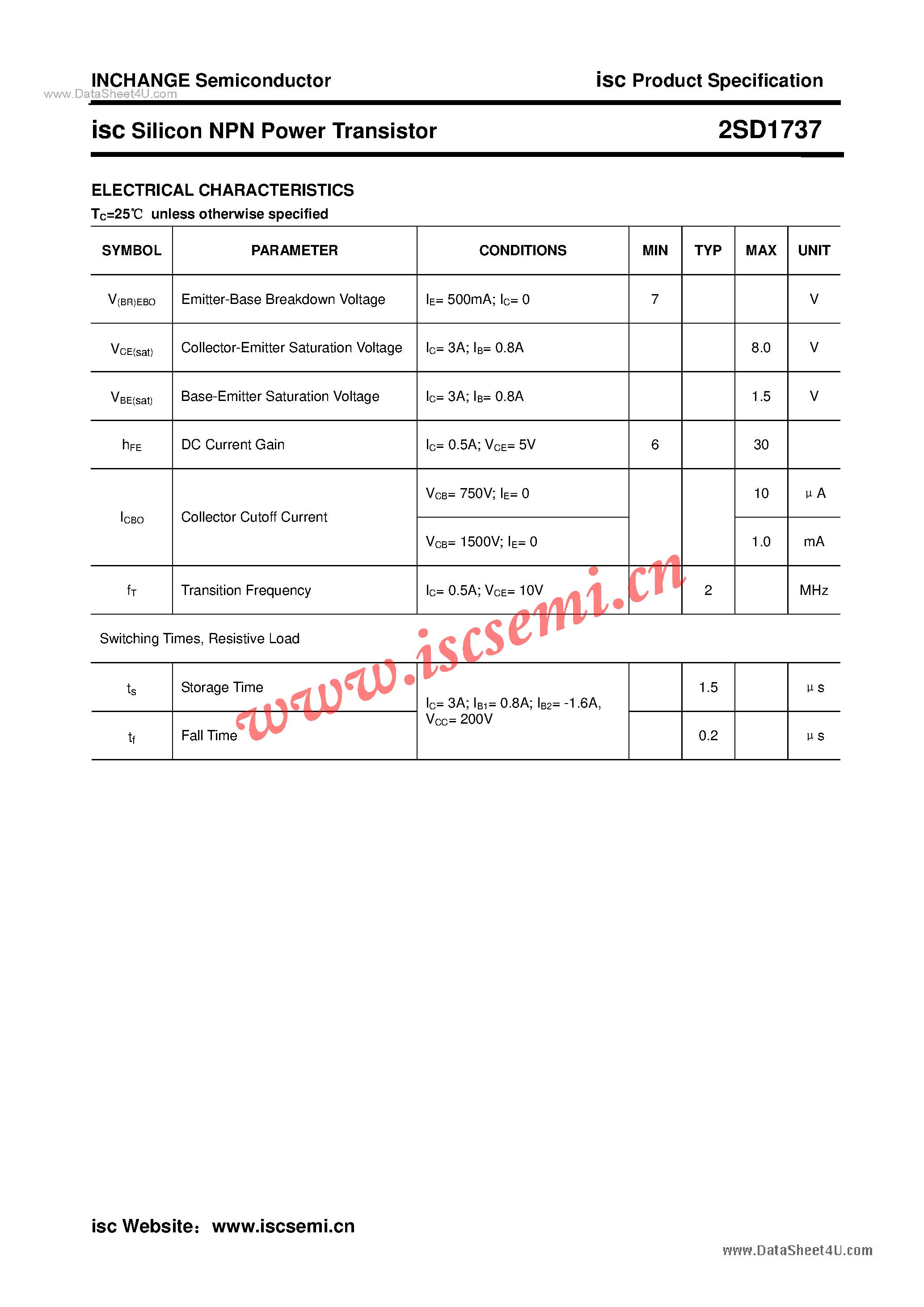 Datasheet 2SD1737 - Power Transistor page 2