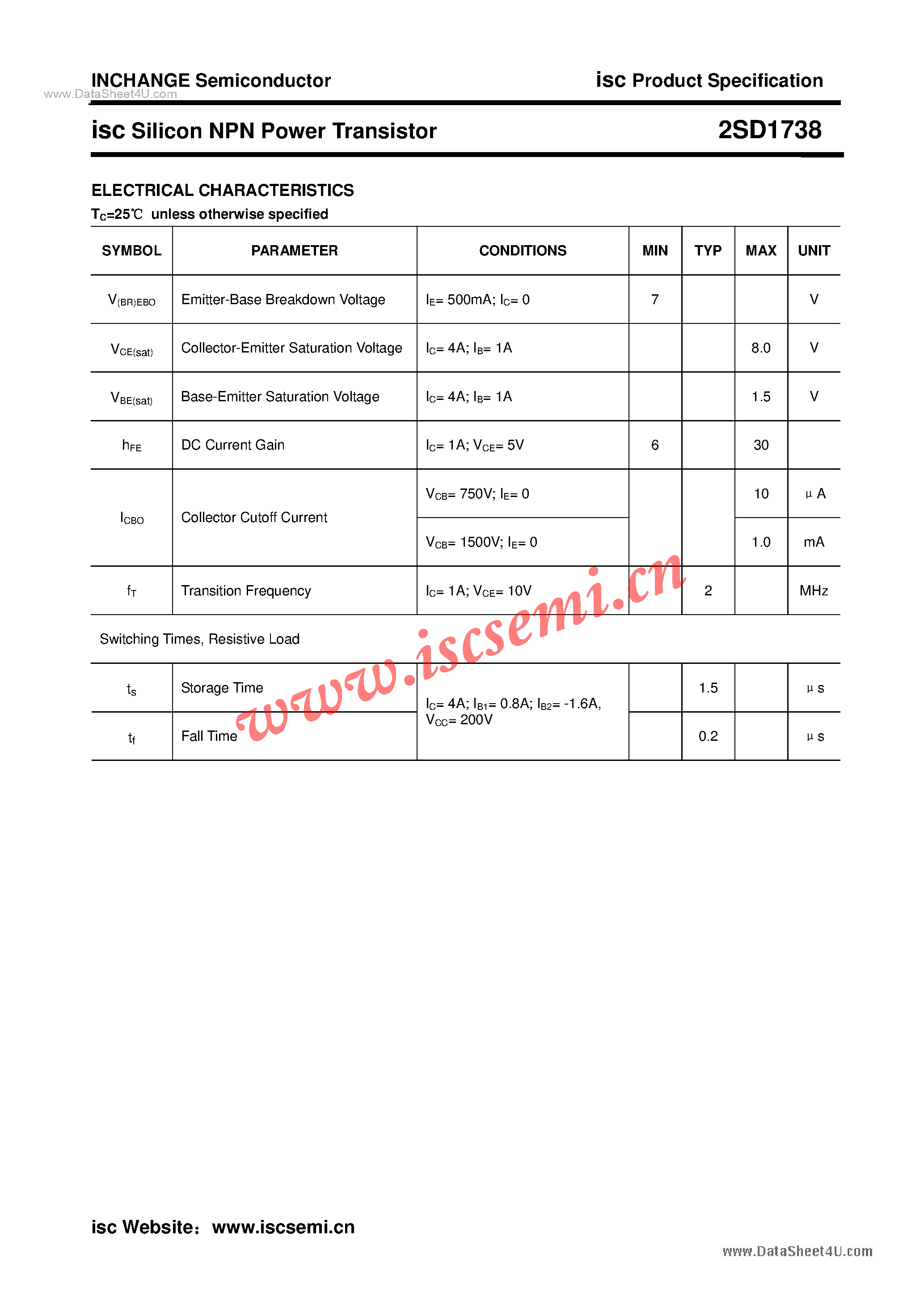 Datasheet 2SD1738 - Power Transistor page 2