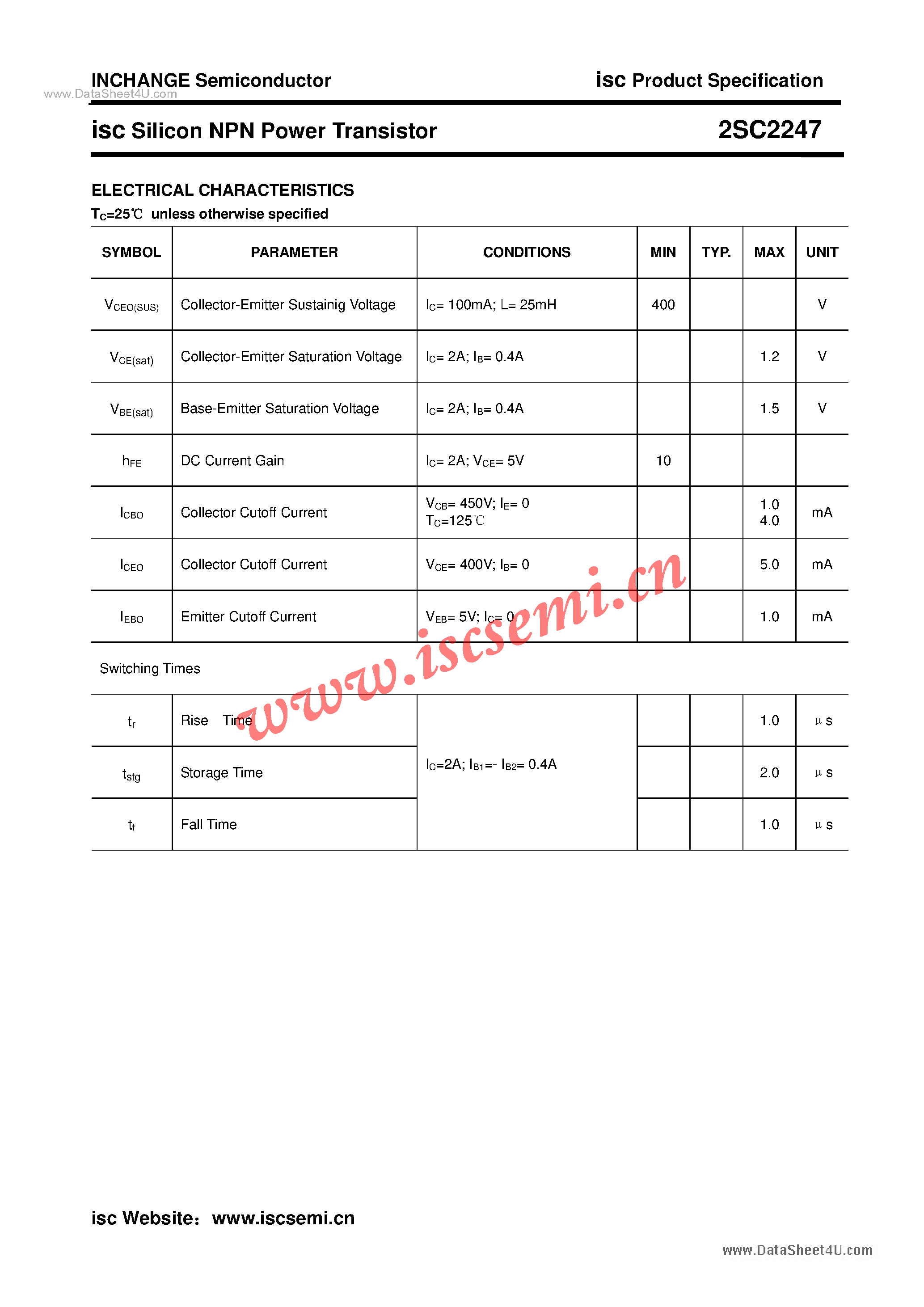 Даташит 2SC2247 - Power Transistor страница 2