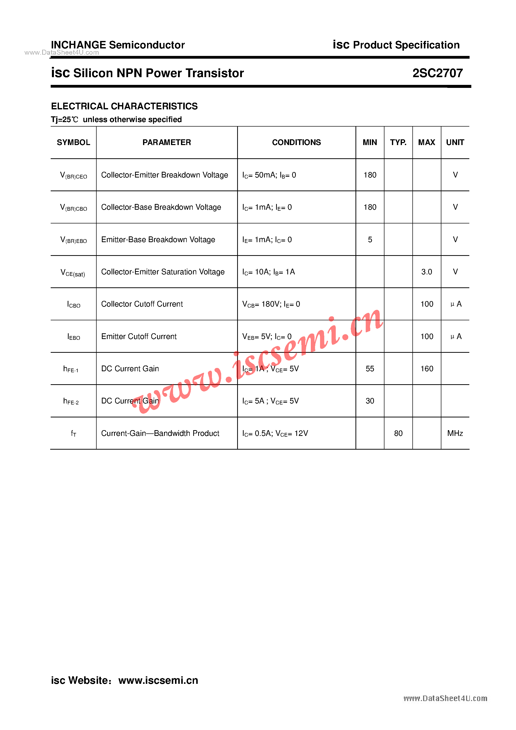 Datasheet 2SC2707 - Power Transistor page 2