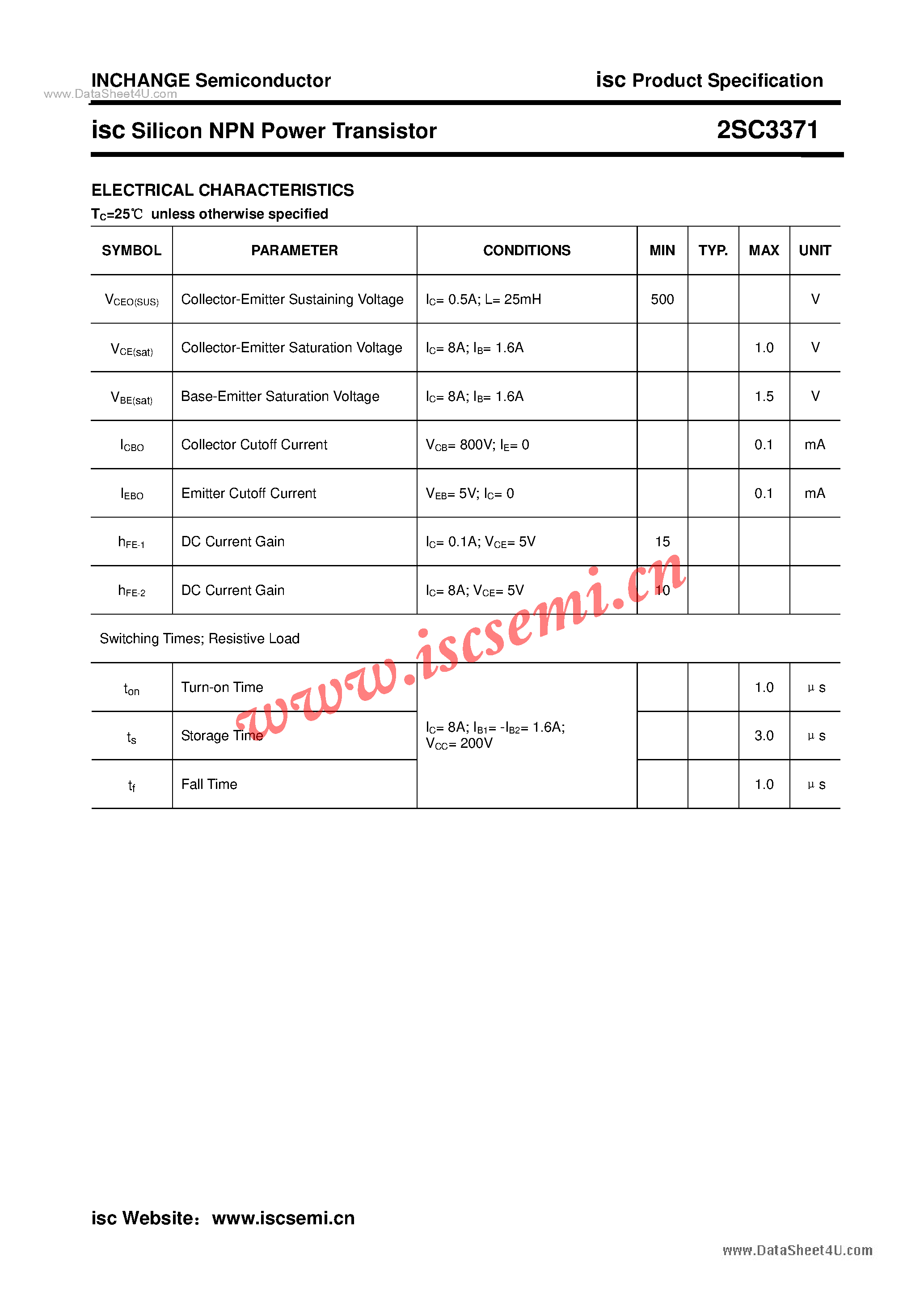 Datasheet 2SC3371 - Power Transistor page 2