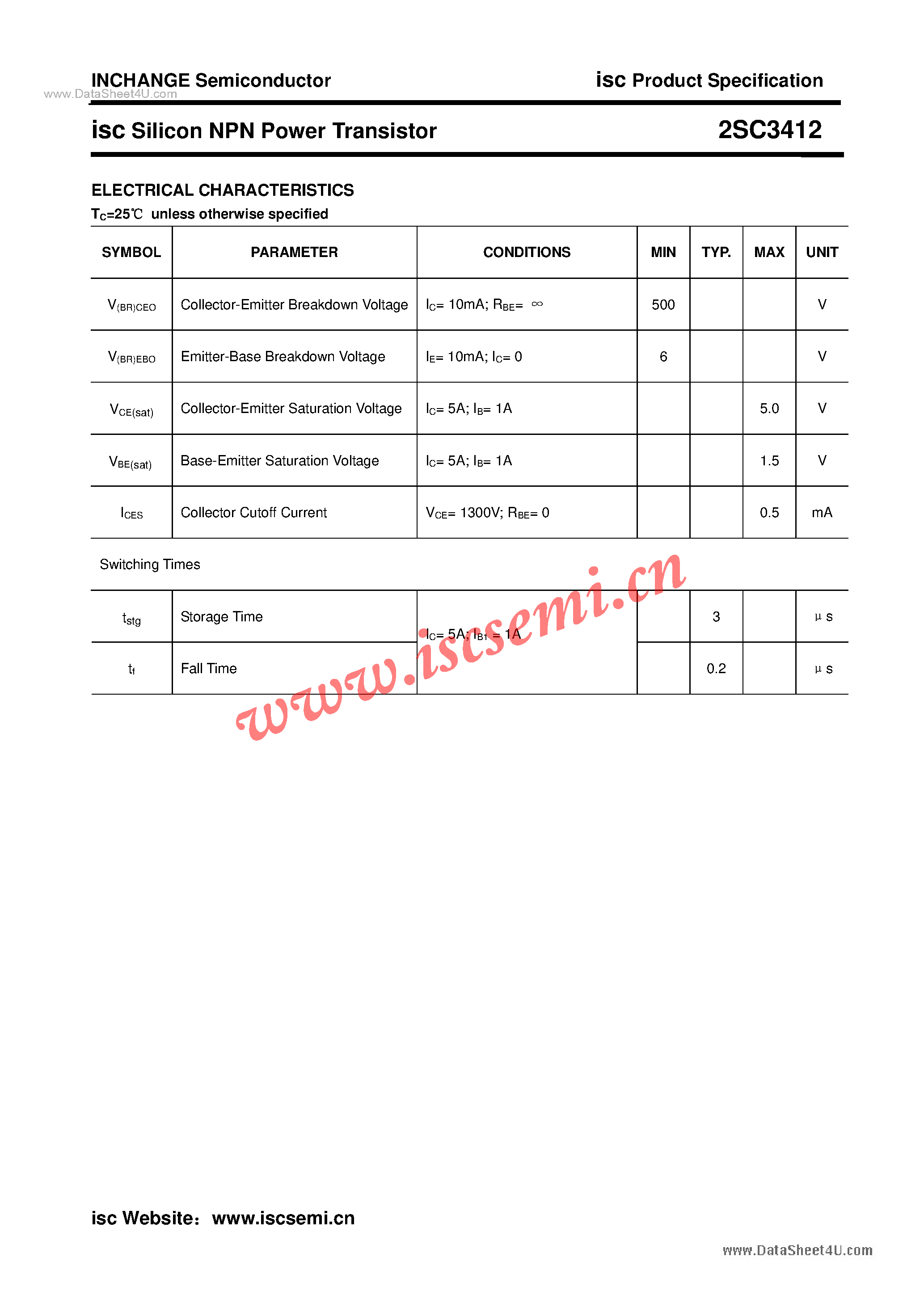 Datasheet 2SC3412 - Power Transistor page 2