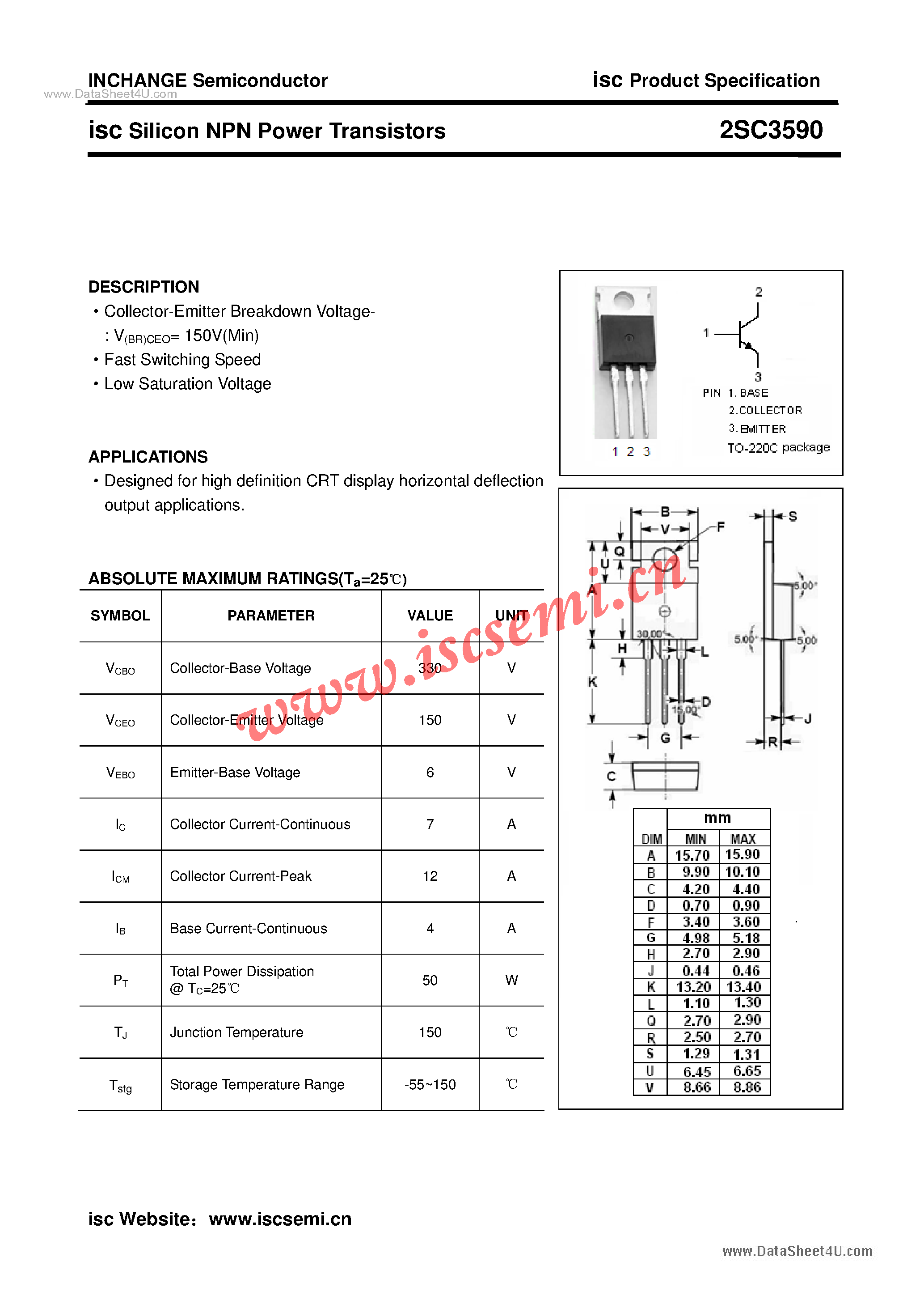 Datasheet 2SC3590 - Power Transistor page 1
