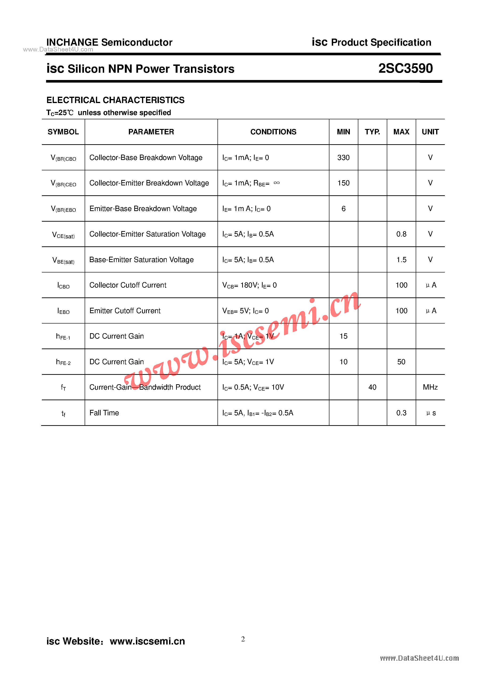 Datasheet 2SC3590 - Power Transistor page 2