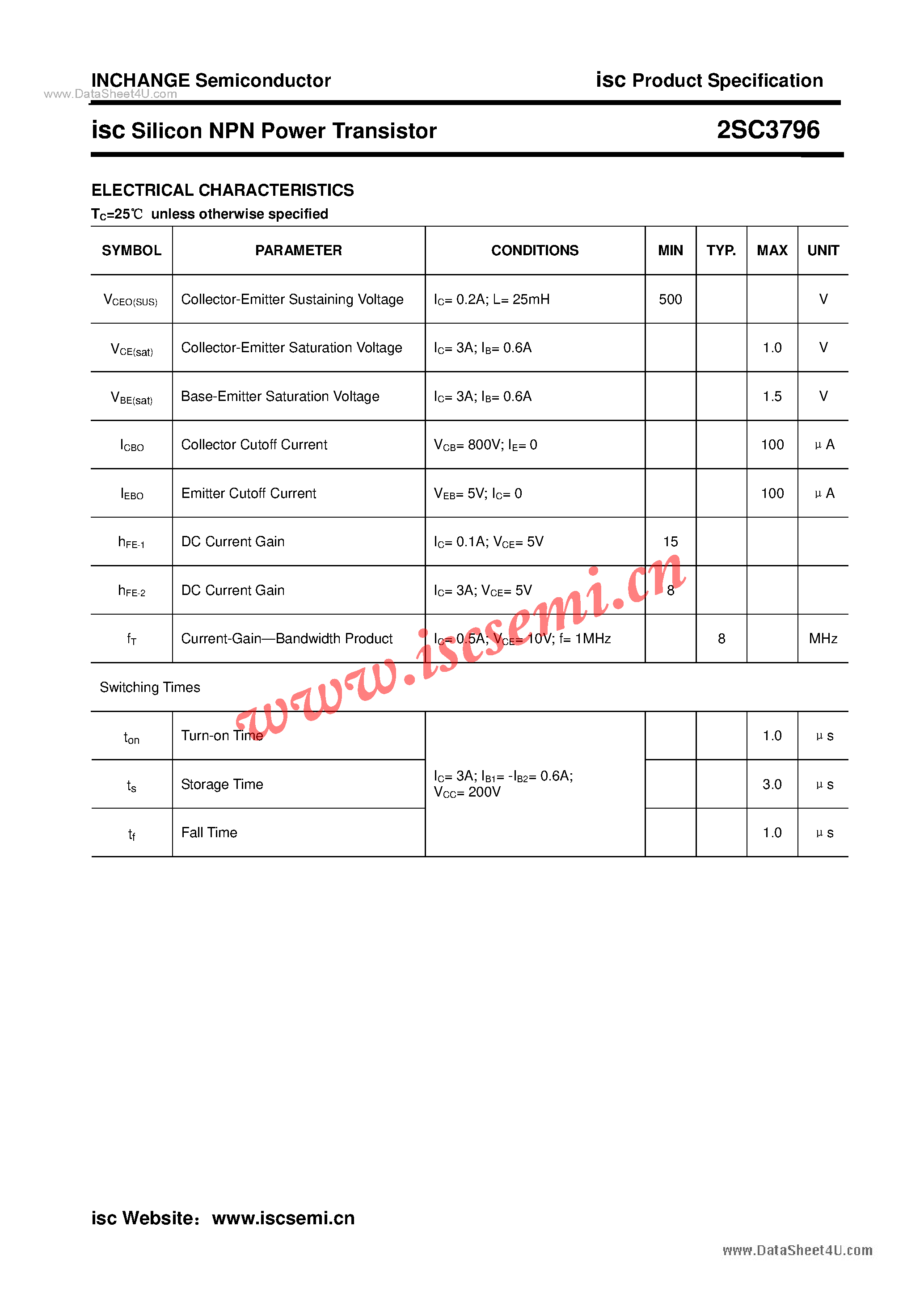 Datasheet 2SC3796 - Power Transistor page 2