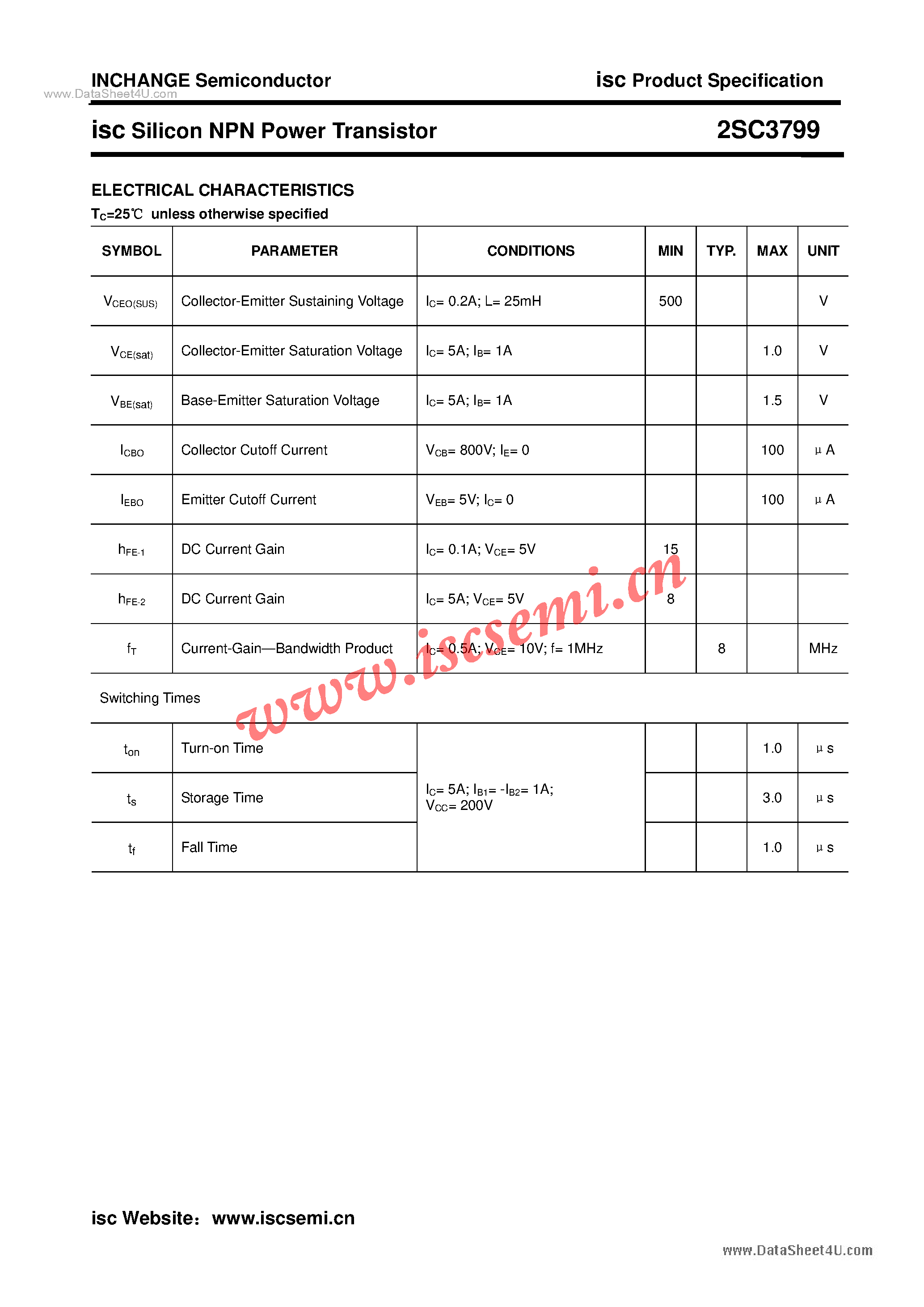Datasheet 2SC3799 - Power Transistor page 2
