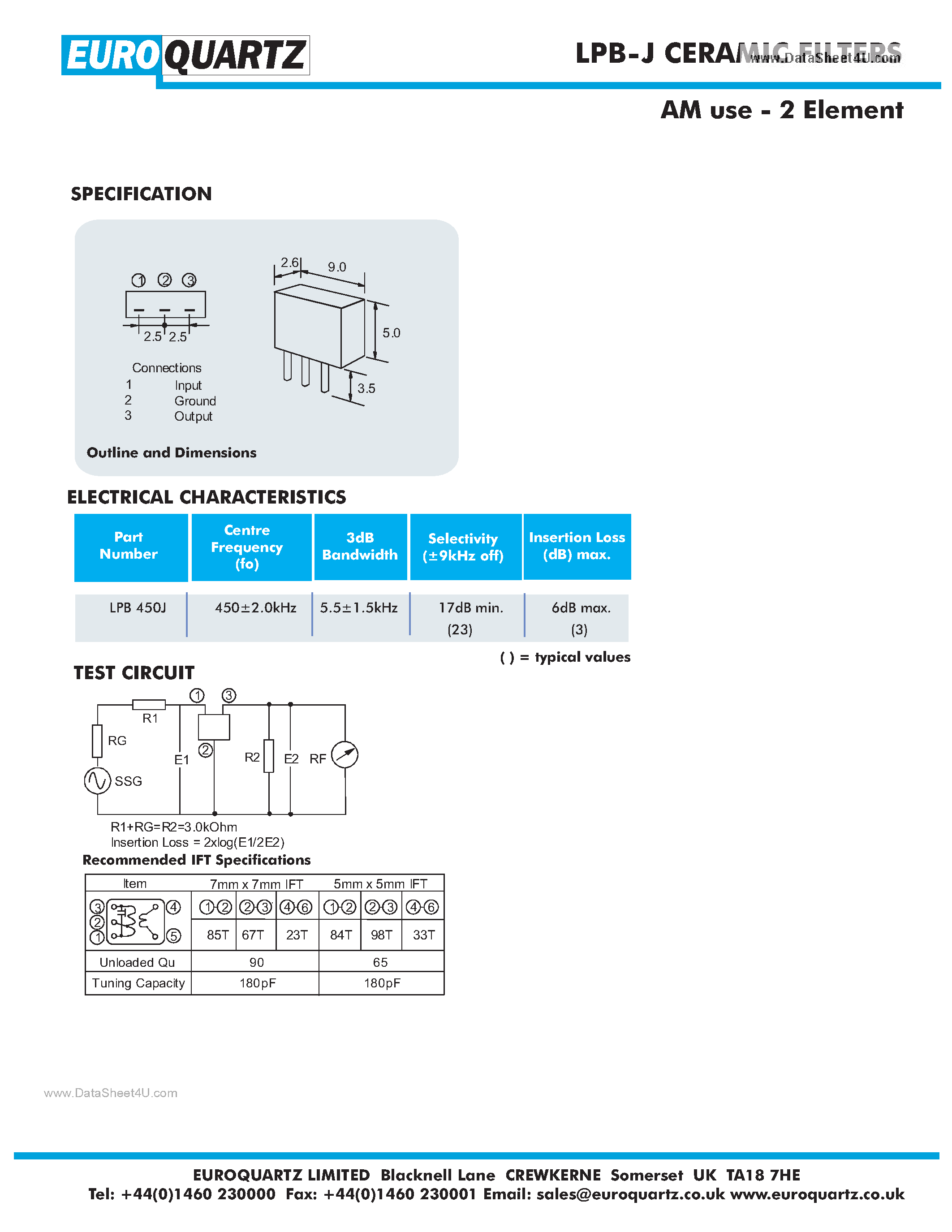 Даташит на микросхему LPB-J страница 1 Даташит LPB-J - CERAMIC FILTERS страница 1