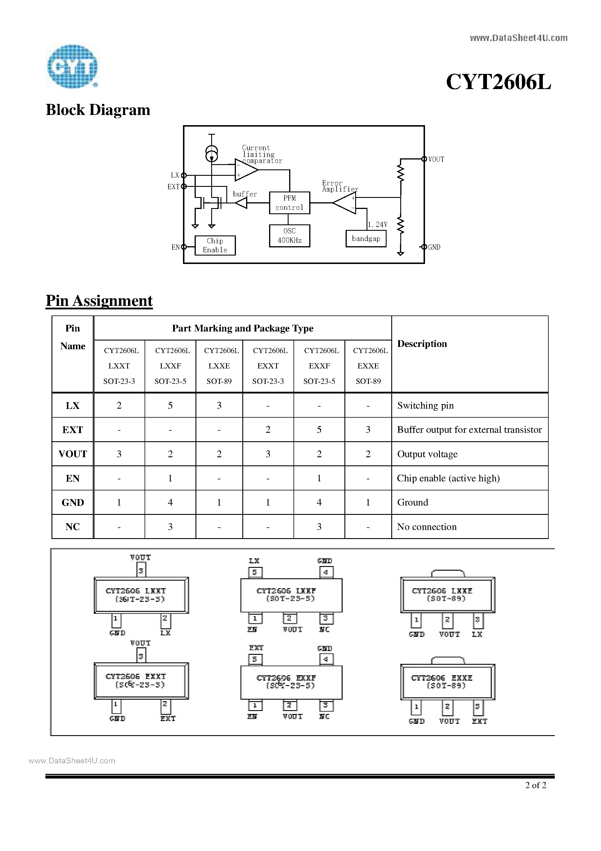 Даташит CYT2606L - PFM Step-Up DC-DC Converter страница 2