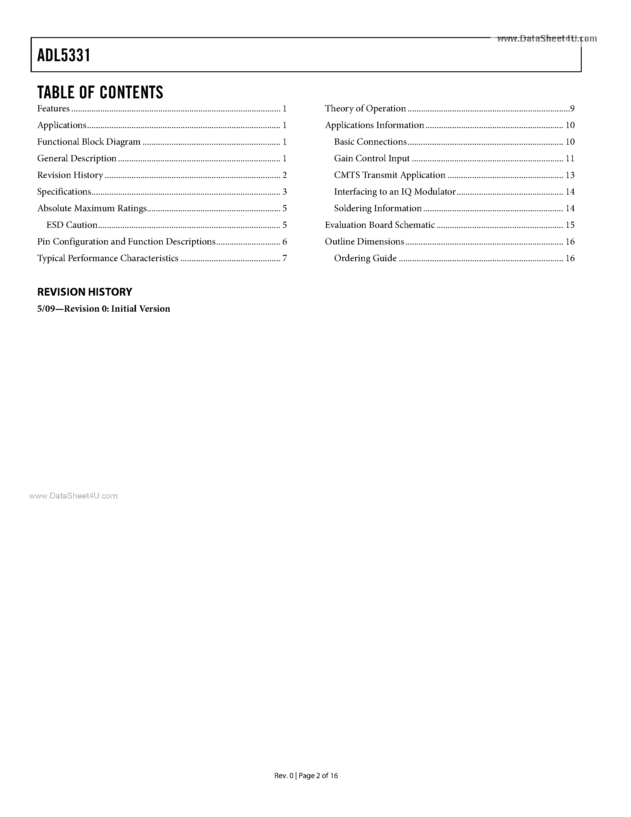 Datasheet ADL5331 - 1 MHz to 1.2 GHz VGA page 2