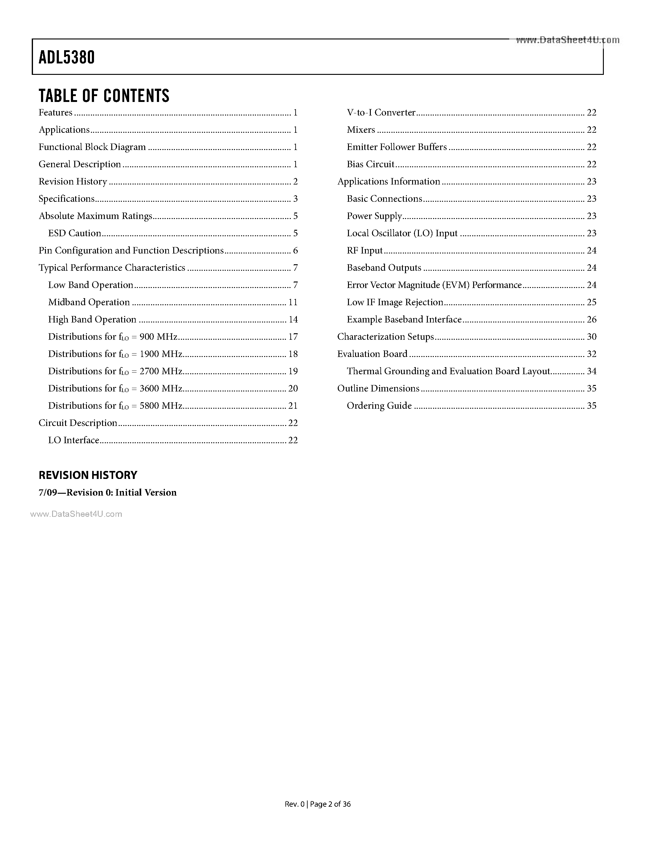 Datasheet ADL5380 - 400 MHz to 6 GHz Quadrature Demodulator page 2