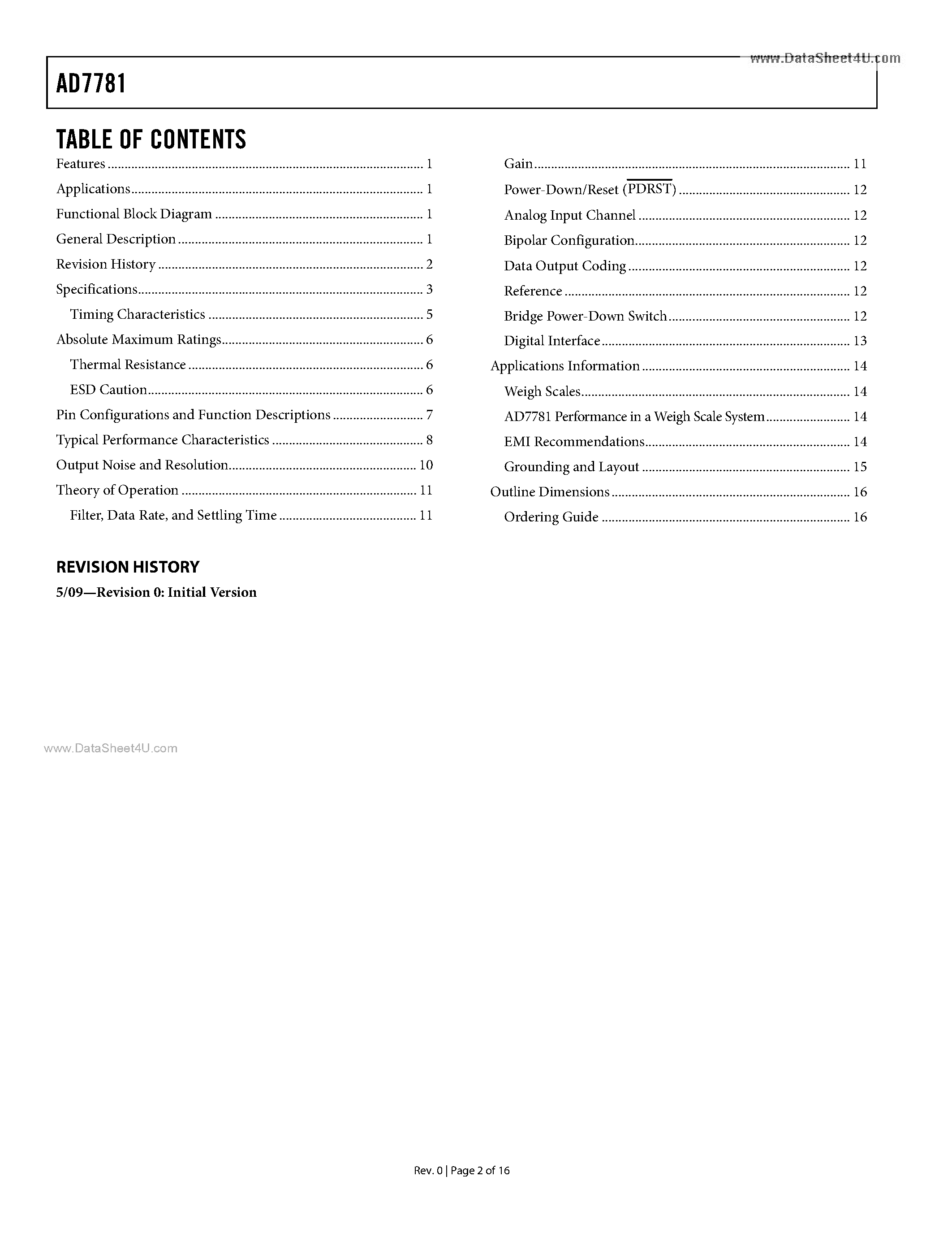 Datasheet AD7781 - Low Power Sigma-Delta ADC page 2