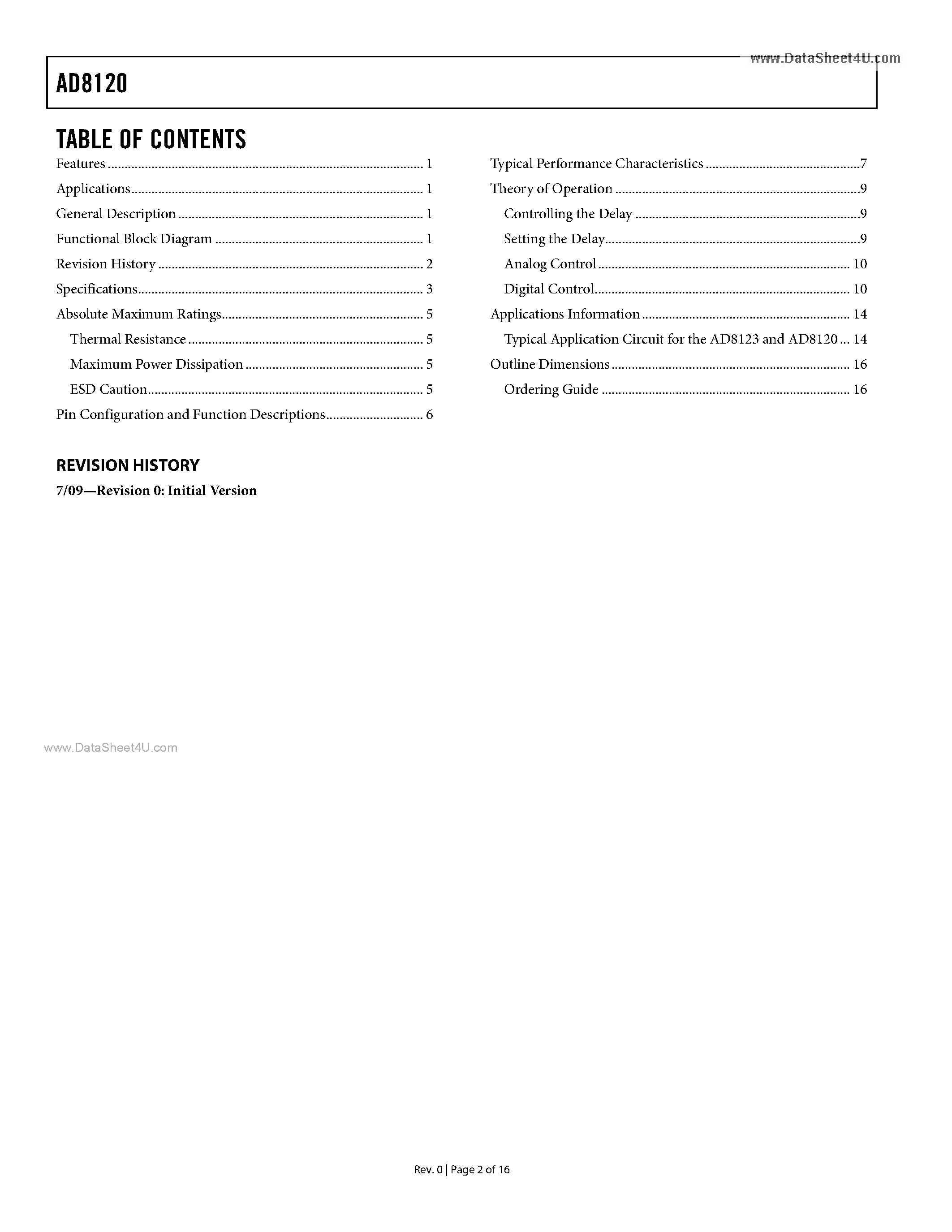 Datasheet AD8120 - Triple Skew-Compensating Video Delay Line page 2