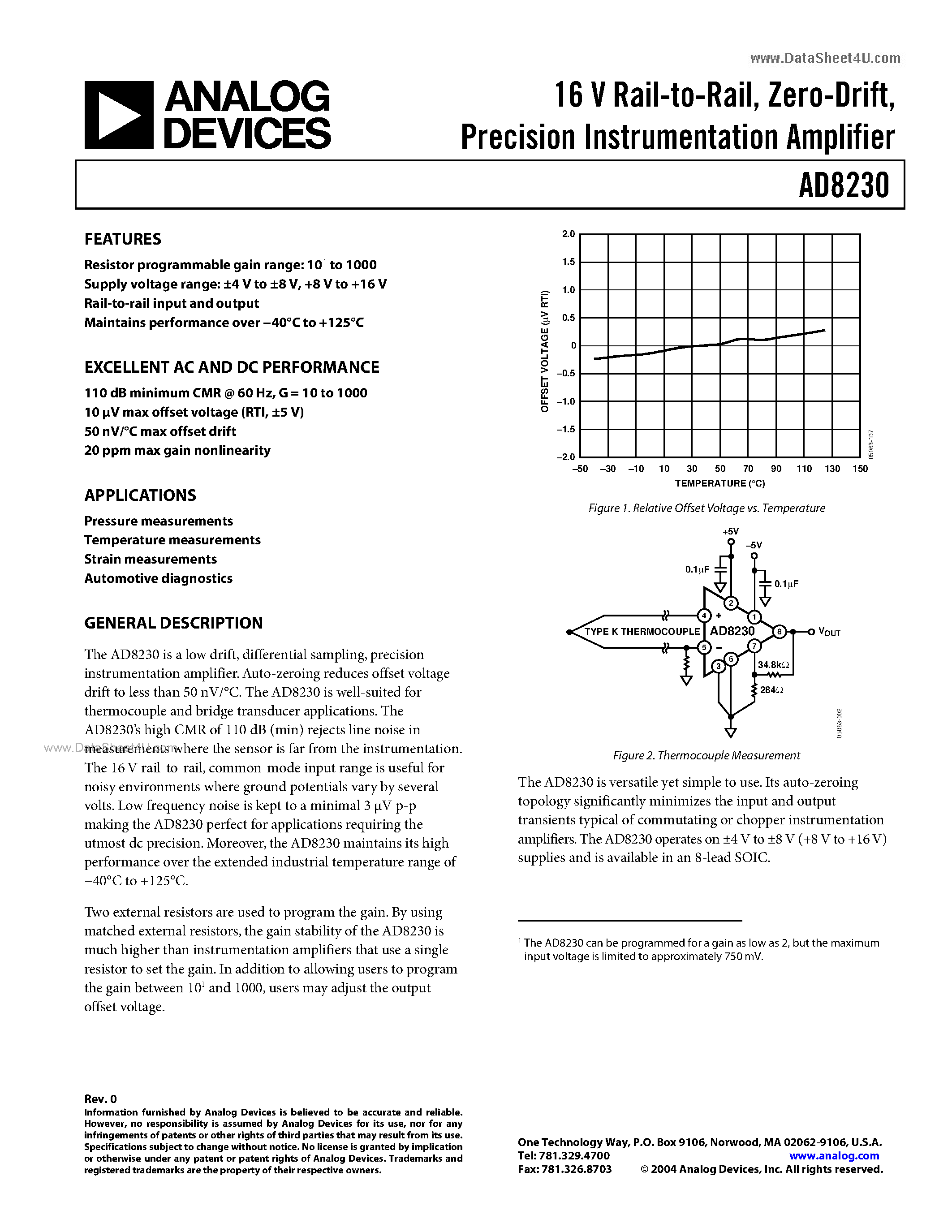 Datasheet AD8230 - Precision Instrumentation Amplifier page 1
