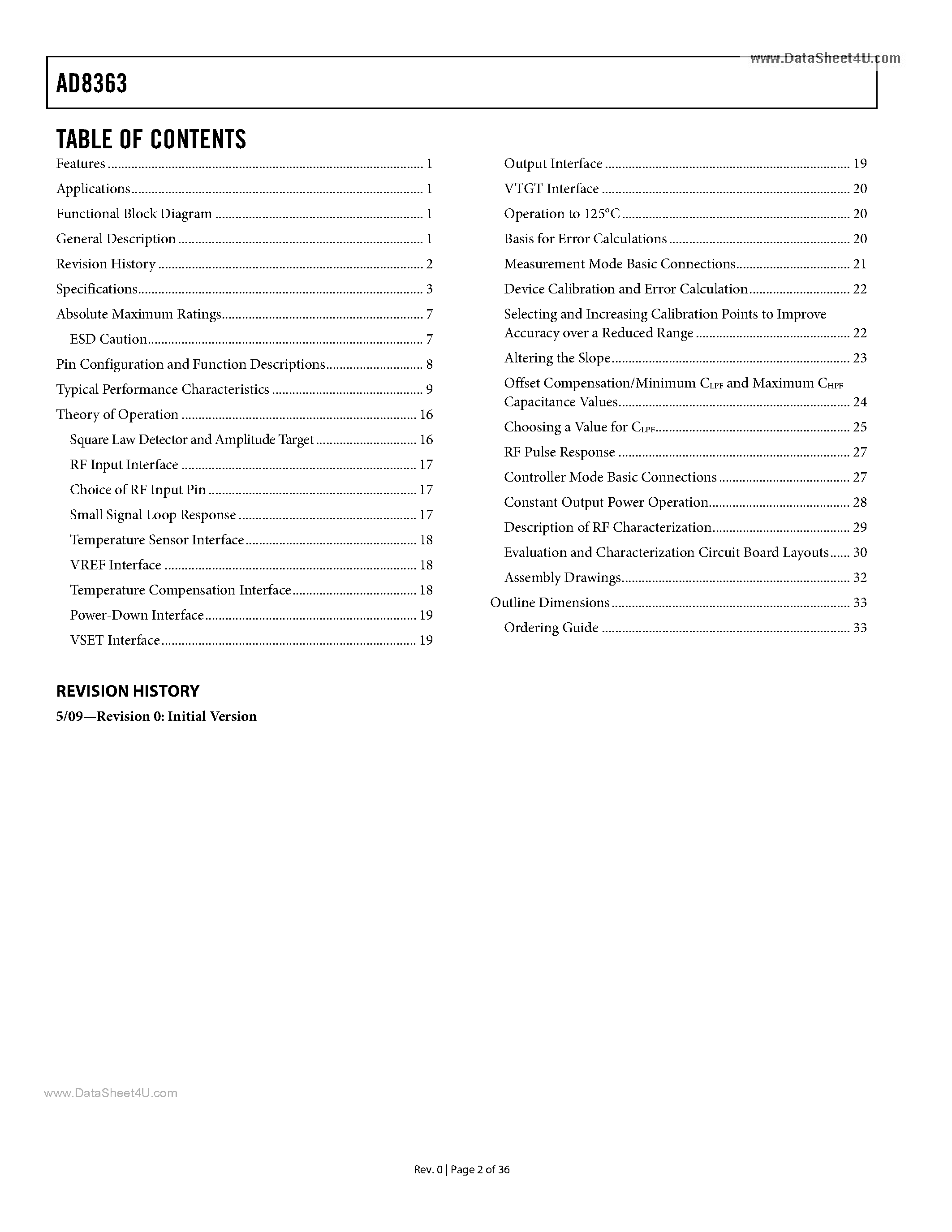 Datasheet AD8363 - Detector page 2
