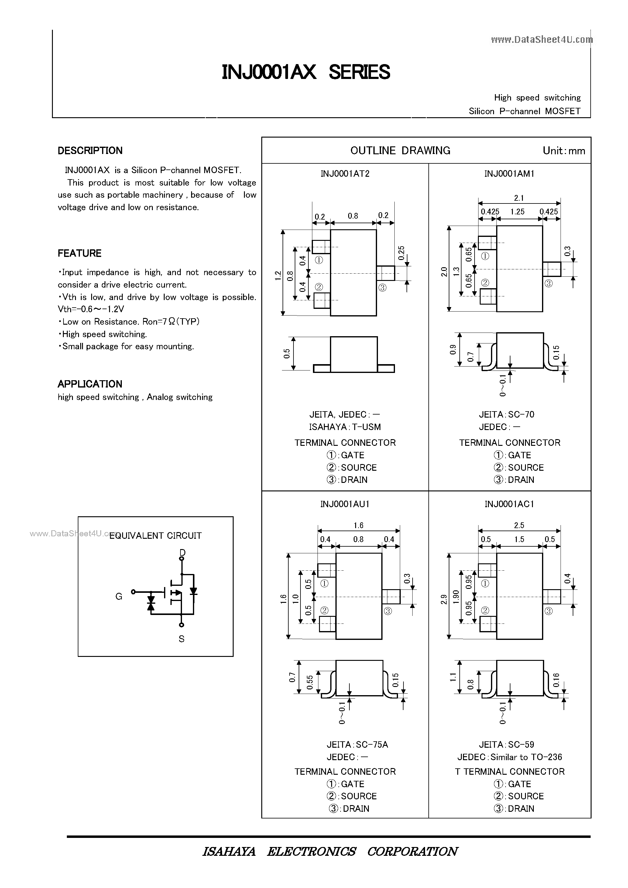 Datasheet INJ0001Ax - Silicon P-channel MOSFET page 1