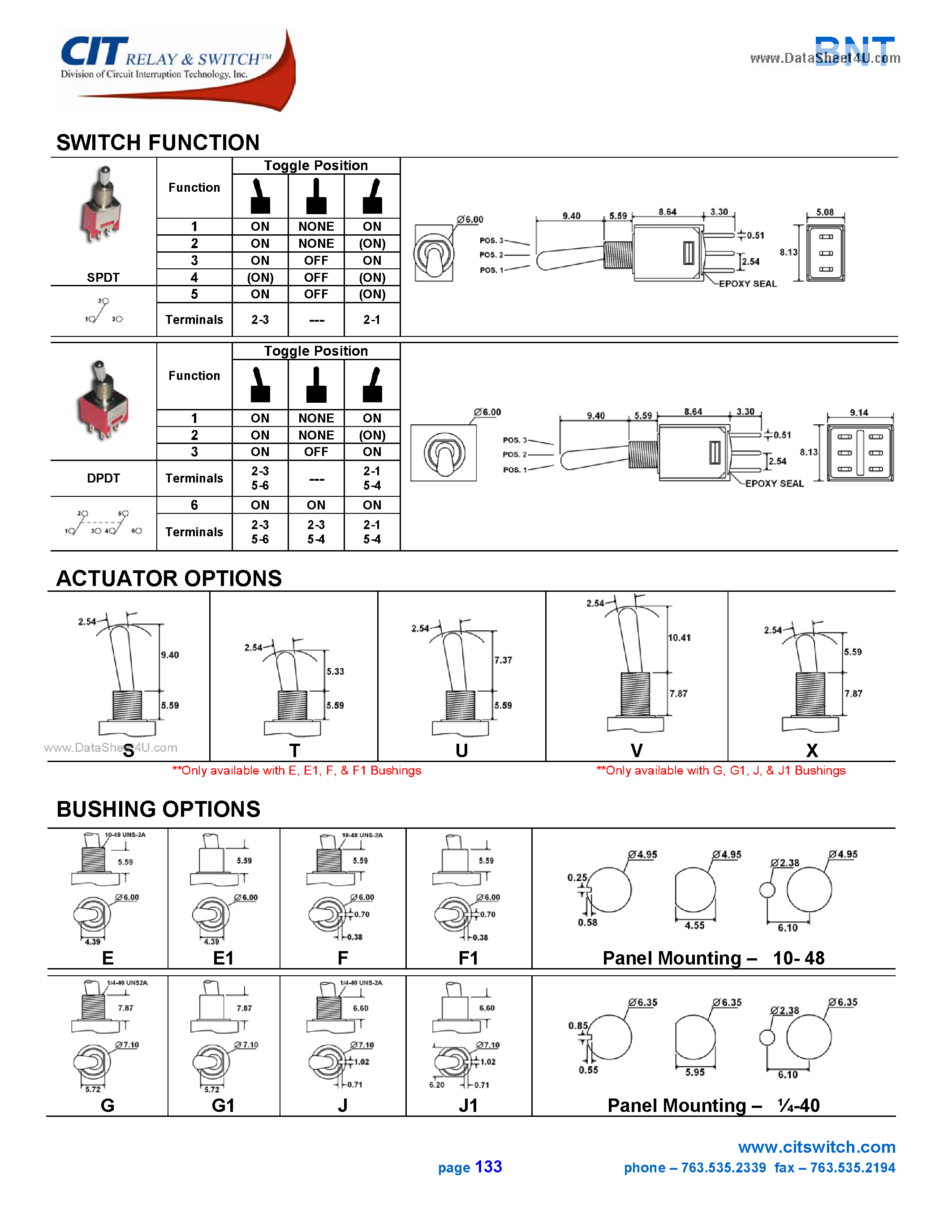 Даташит BNT - CIT SWITCH страница 2