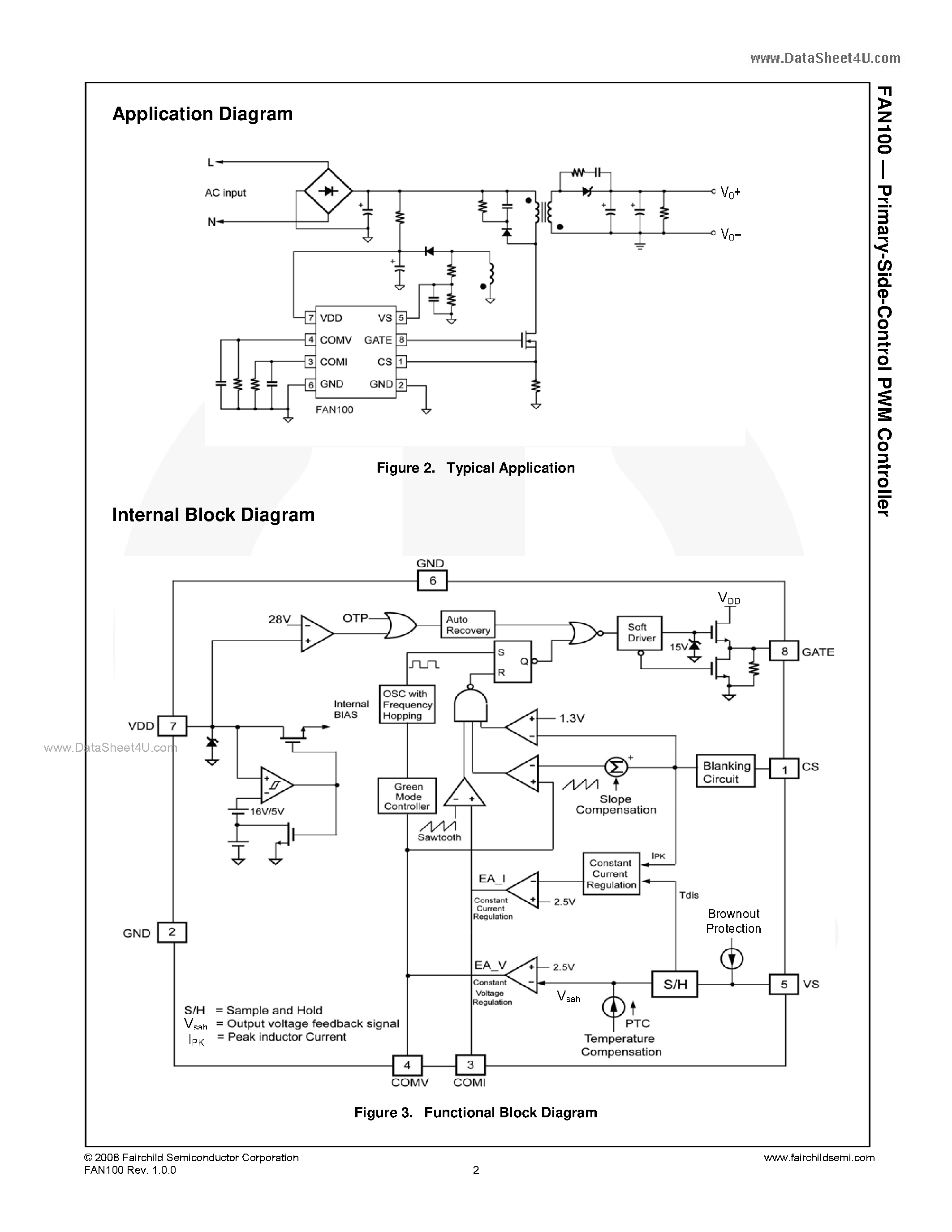 Datasheet FAN100 - Primary-Side-Control PWM Controller page 2