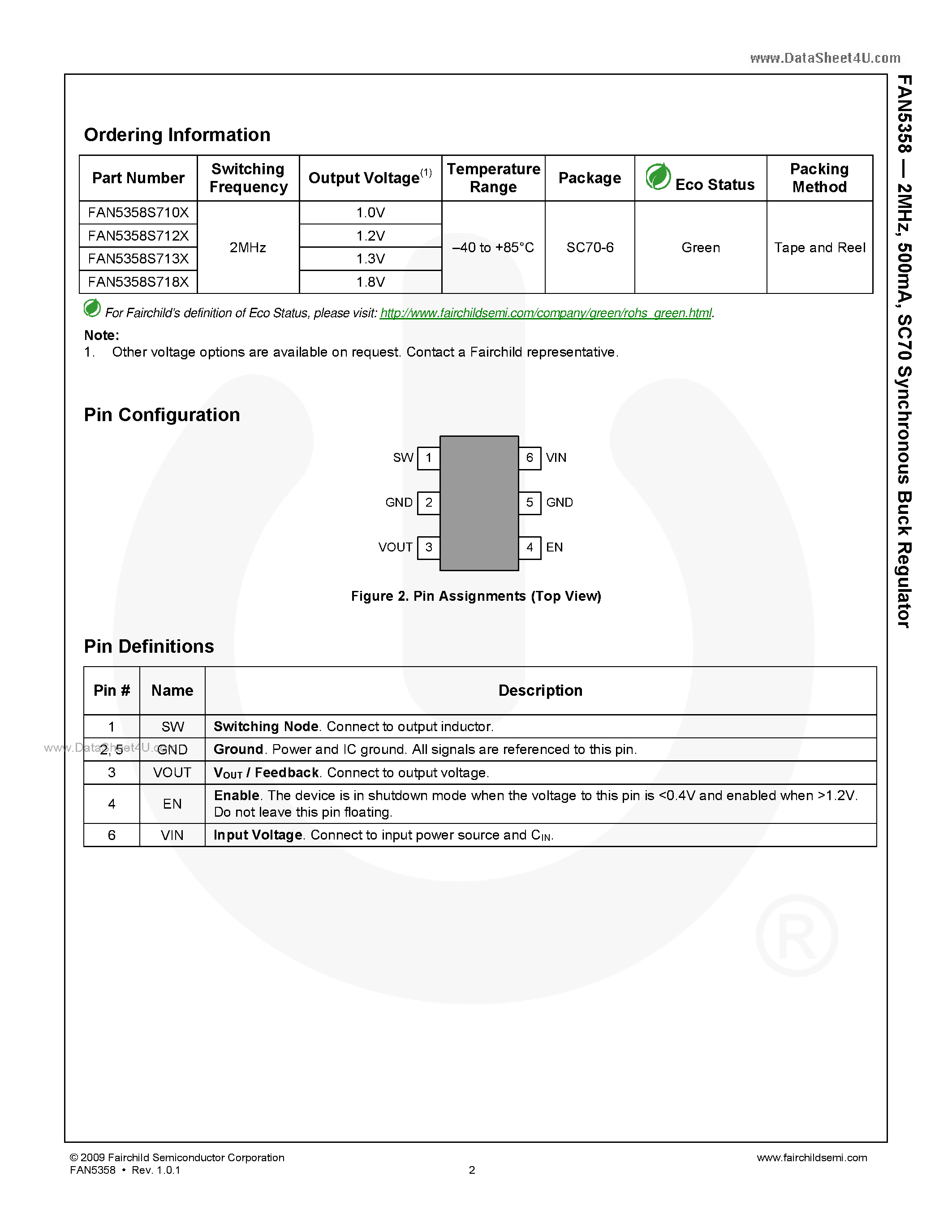 Datasheet FAN5358 - SC70 Synchronous Buck Regulator page 2