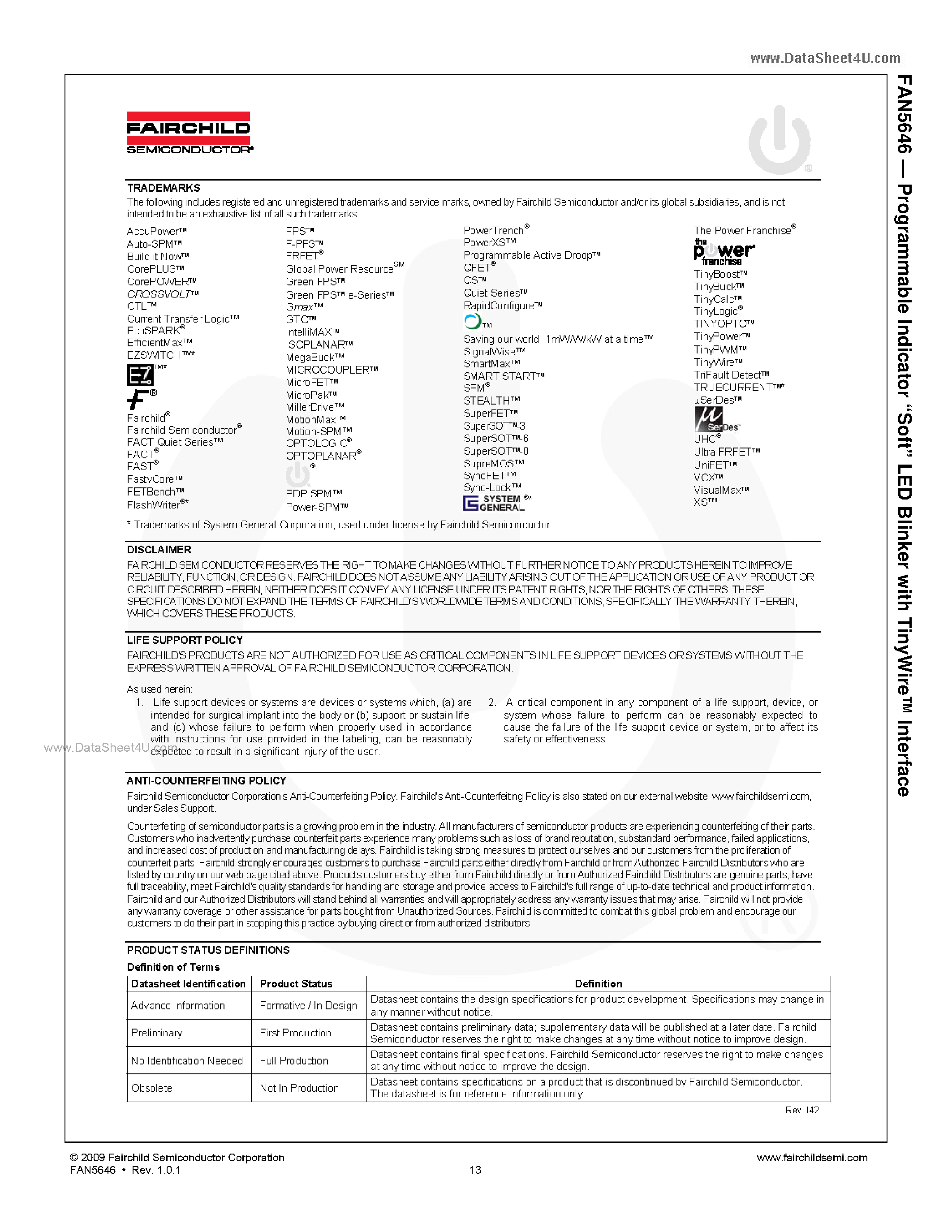 Даташит на микросхему FAN5646 страница 2 Даташит FAN5646 - LED Blinker страница 2