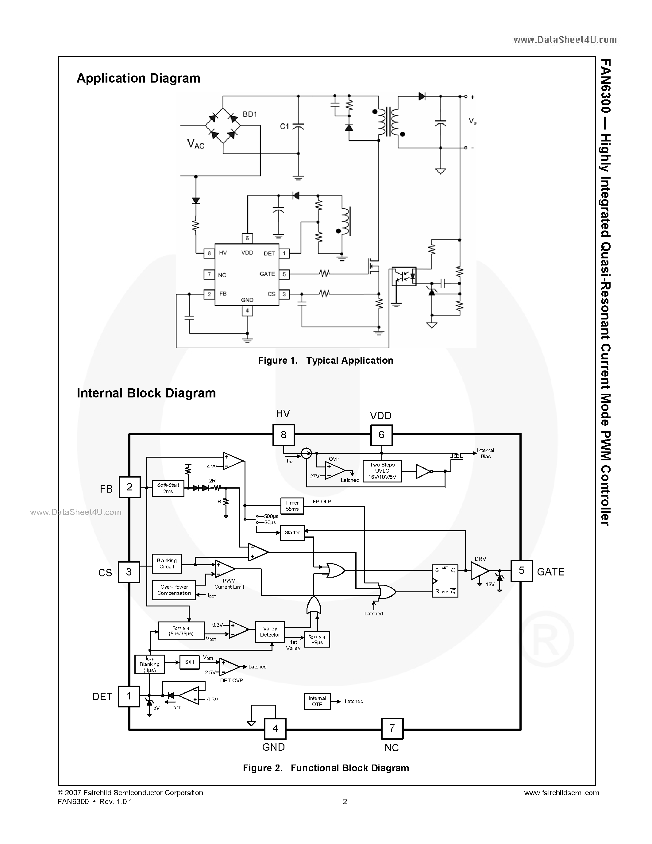 Даташит FAN6300 - Highly Integrated Quasi-Resonant Current Mode PWM Controller страница 2